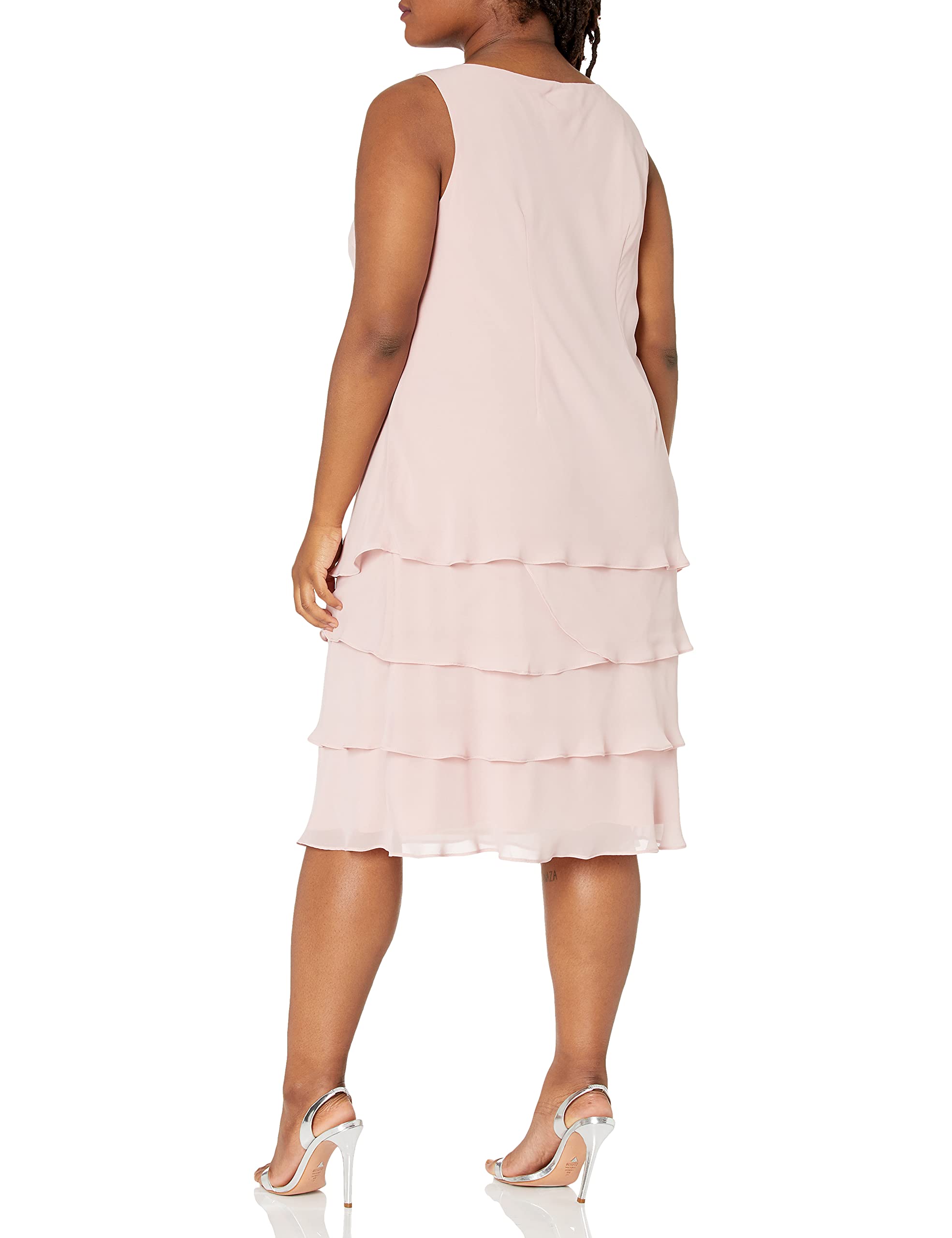 S.L. Fashions Women's Plus Size Two Piece Embellished Jacket Dress Set for Work, Party & Special Occasions | Elegant Formal Outfit for Curvy Women