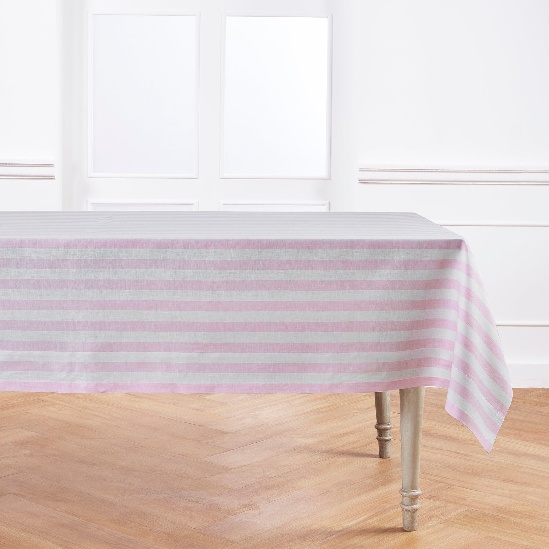 Sorrento Stripe Tablecloth - Premium Cotton Table Cover for Dining, Kitchen & Outdoor Use - Waterproof & Washable - Perfect for Parties, Picnics & Home Decor