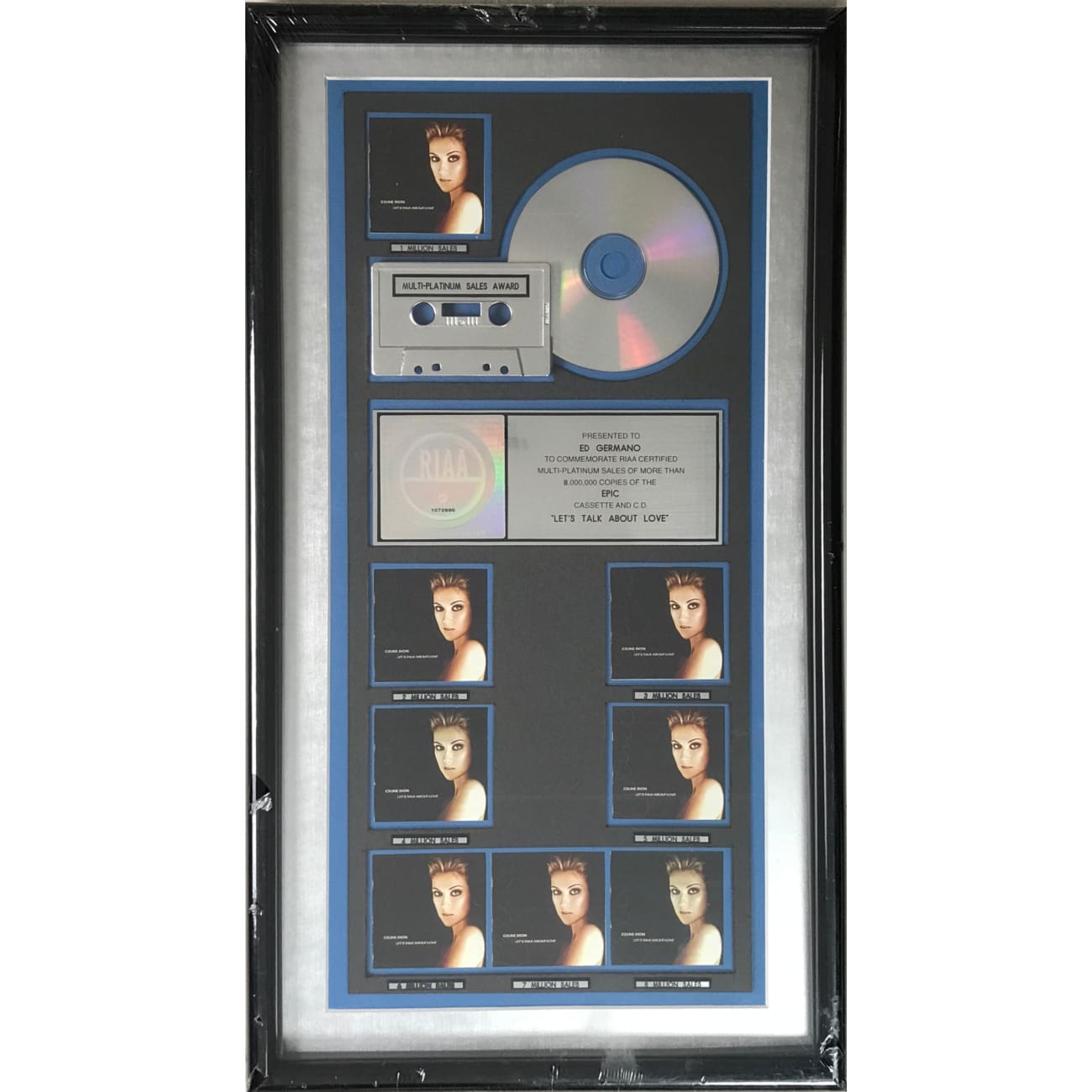 Celine Dion Let's Talk About Love 8x Platinum Award - Brand New Sealed Collectible Music Memorabilia for Fans & Home Decor