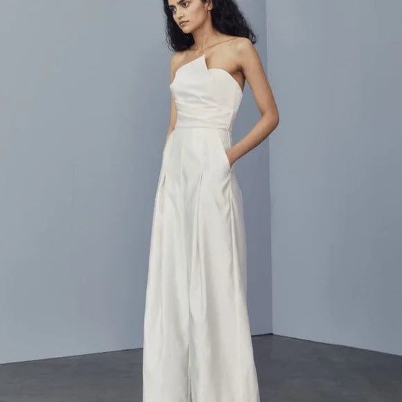 Amsale LW164 Wedding Dress Size 12 - Elegant A-Line Gown for Brides, Perfect for Church Ceremonies & Formal Receptions