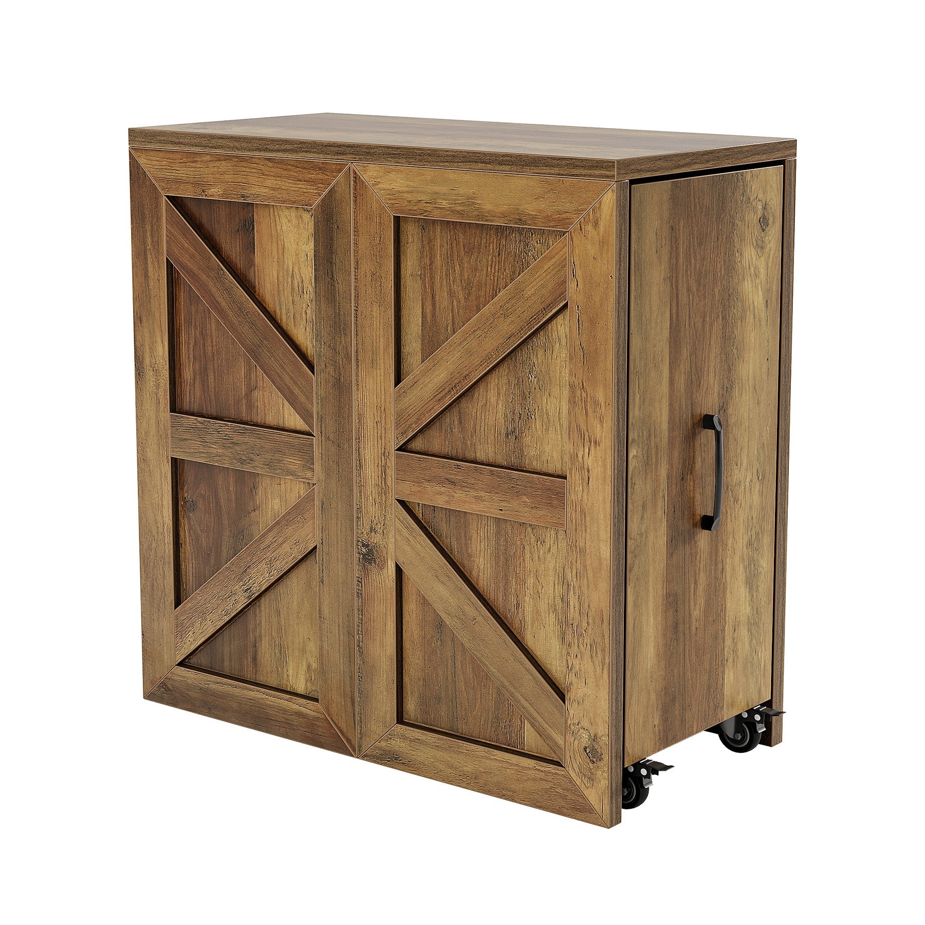 3 Tier Extendable Rolling Side Table with Lockable Wheels - Multi-Purpose End Table, Nightstand for Living Room, Bedroom, Office & Small Spaces