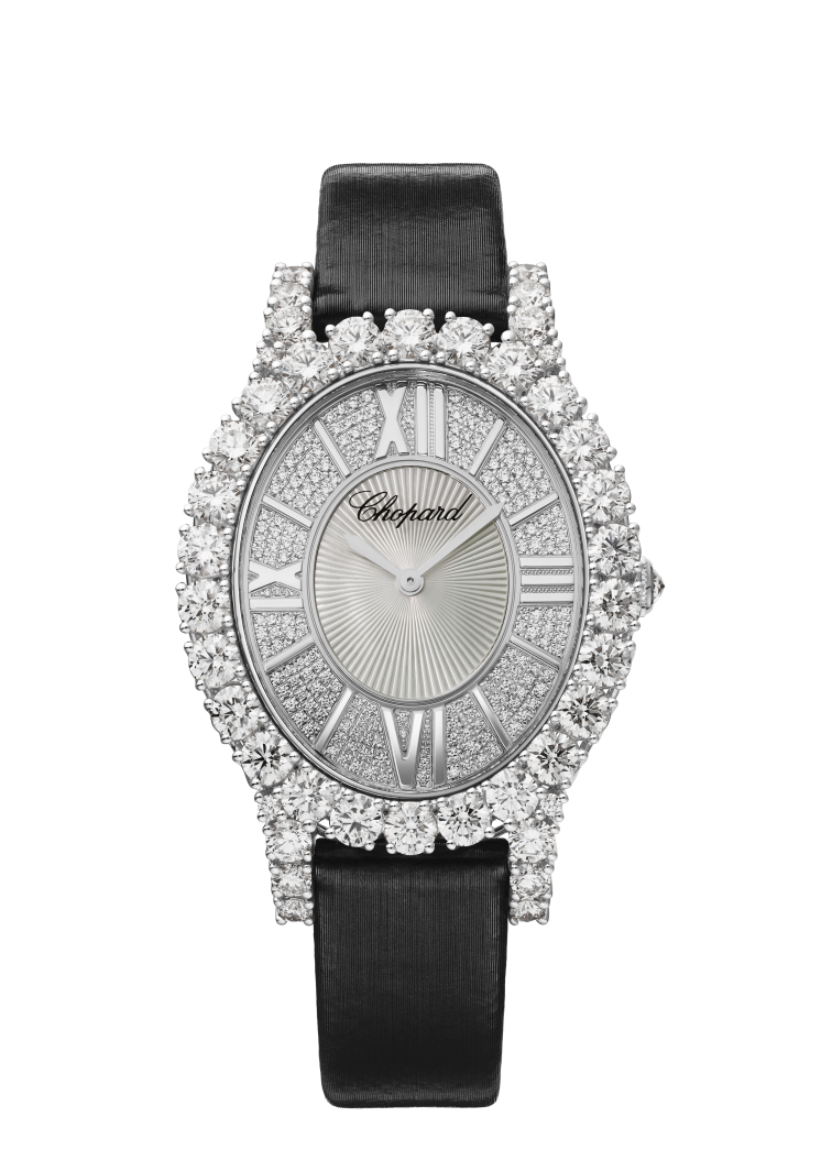 Chopard L'Heure Du Diamant Oval 18K White Gold & Diamond Ladies Watch - Luxury Swiss Timepiece for Women, Elegant Gift for Anniversary & Special Occasions