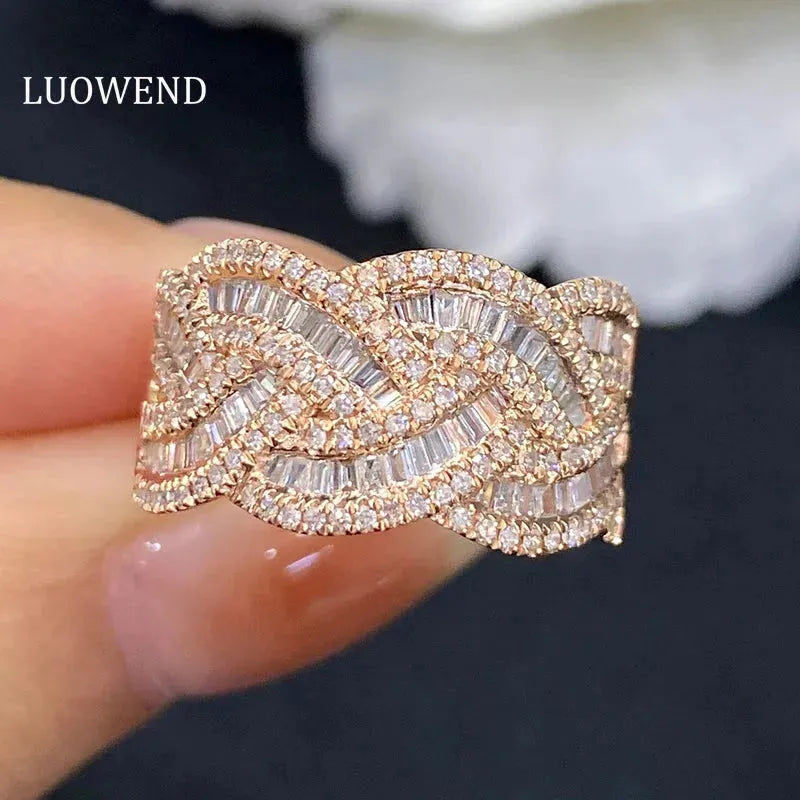 18K Rose Gold Diamond Ring for Women - Real Natural Diamond Vintage Palace Wedding Band, Engagement Party Jewelry Gift for Her - Perfect for Proposals, Anniversaries & Special Occasions