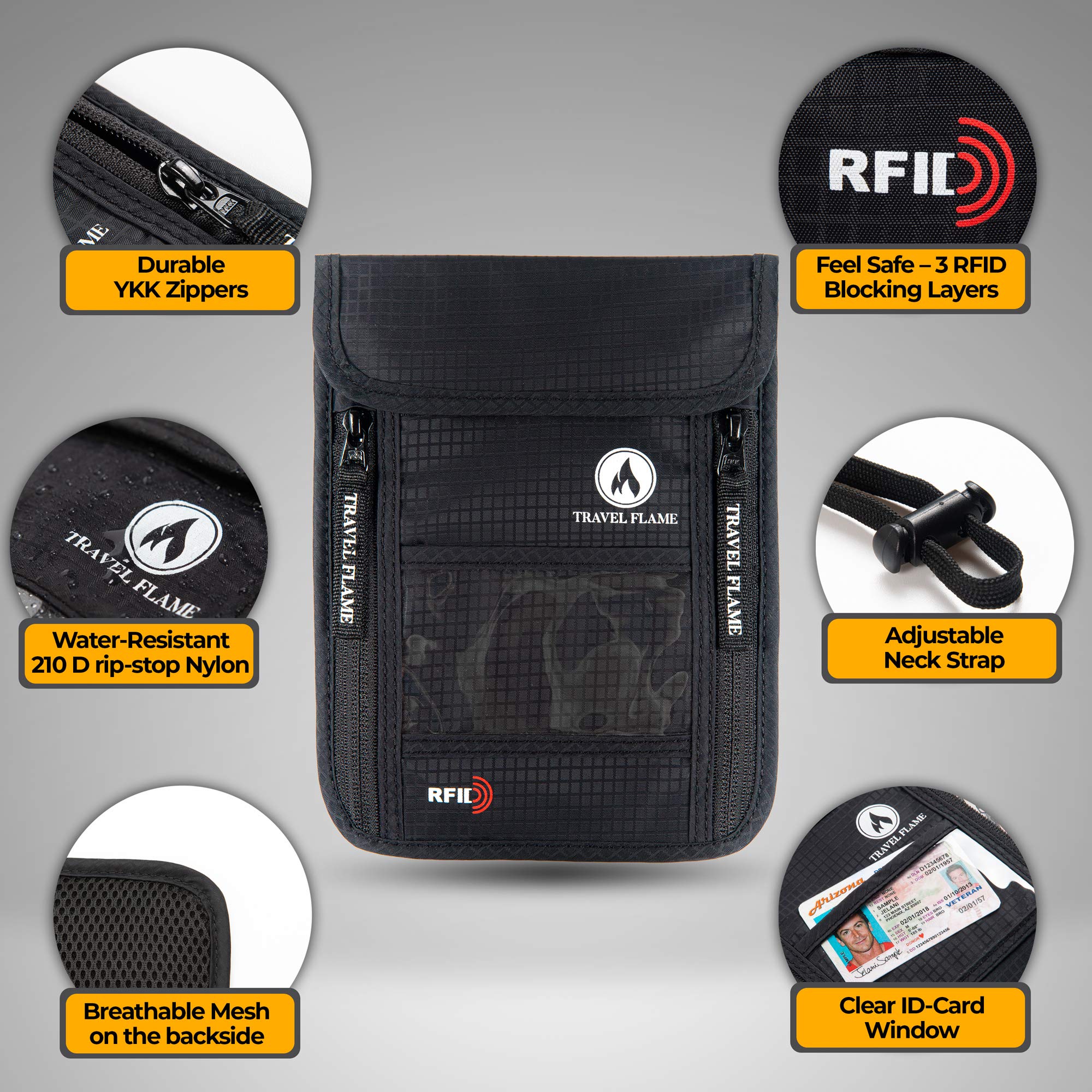 RFID Blocking Travel Money Belt for Women & Men - Secure Hidden Wallet with Waterproof Design - Perfect for Travel, Hiking & Daily Use (Black)