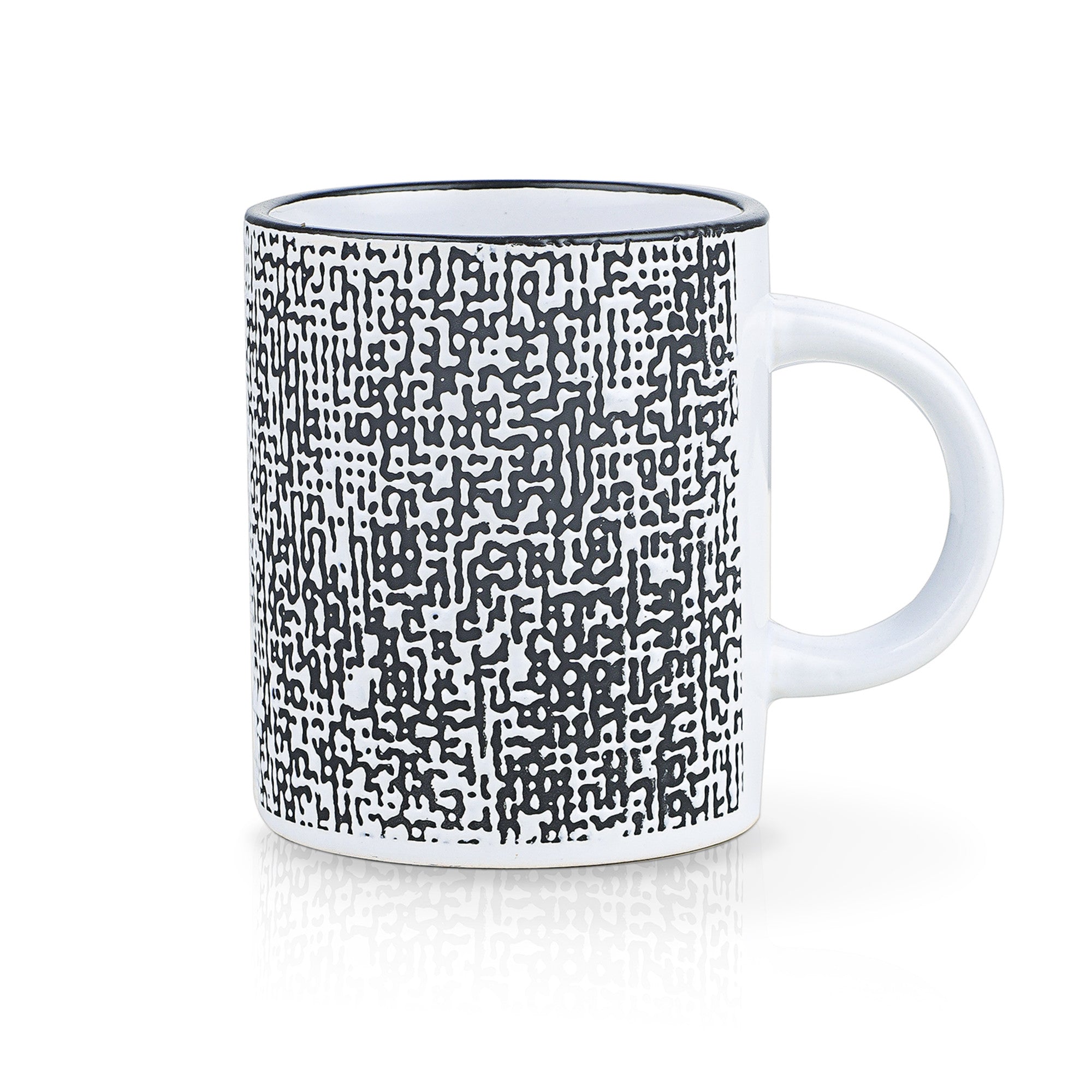 Sophie Stoneware Mug - White and Black Ceramic Coffee Cup for Home, Office, or Gift - Perfect for Hot & Cold Beverages
