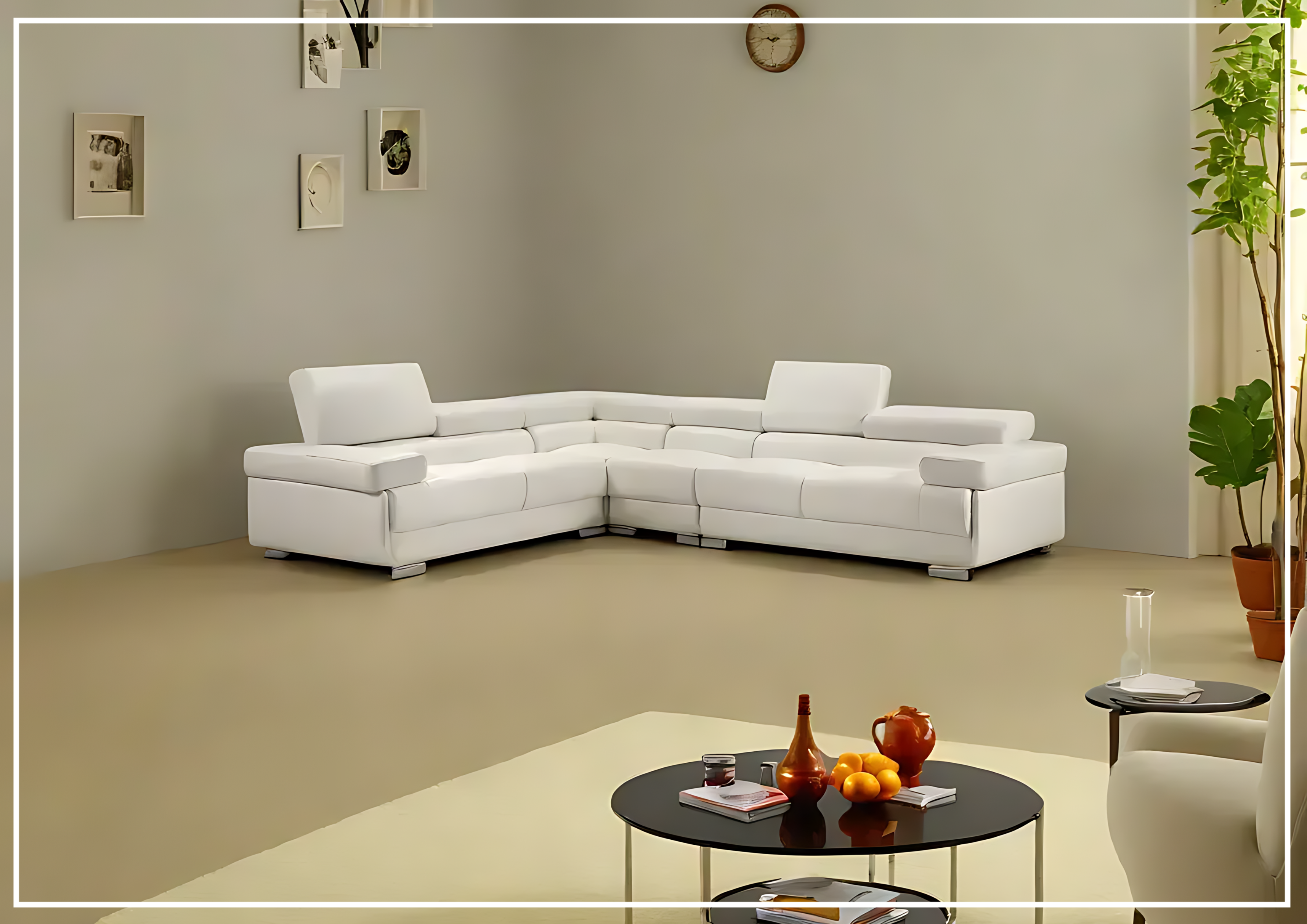 Gio Italia Baxton L-Shaped Leather Sectional Sofa - Modern Corner Couch for Living Room, Home Theater & Office Lounge