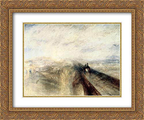 Joseph M.W. Turner 'Rain, Steam, and Speed - The Great Western Railway' 18x15 Gold Ornate Framed Museum Art Print with Double Matting | Wall Decor for Living Room, Office & Gallery Display