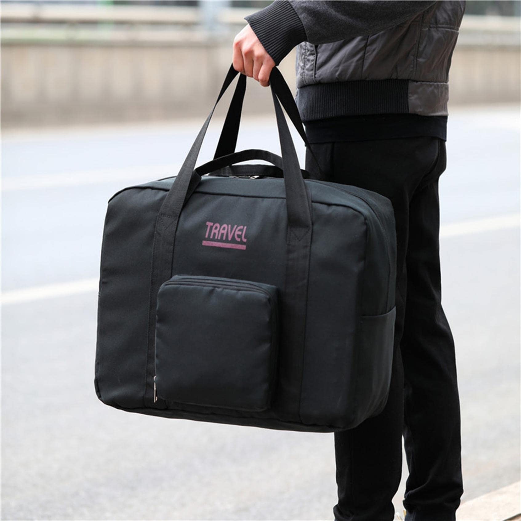 Usaliu Foldable Travel Duffel Bag - Large Capacity Tote for Airplane & Cosmetic Storage
