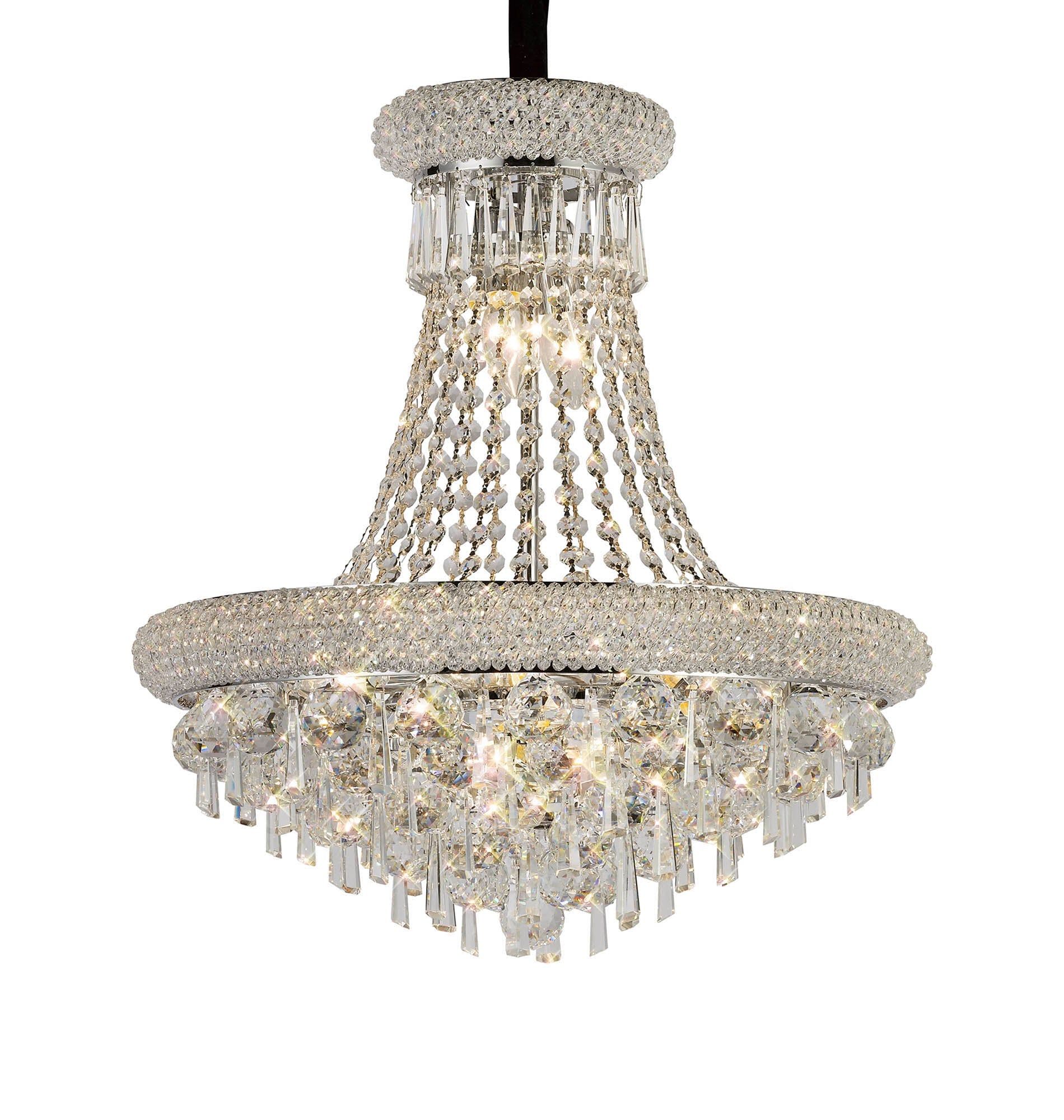 Alexandra 9-Light Chandelier with E14 Sockets in Gold/Polished Chrome - Elegant Dining Room & Bedroom Ceiling Lighting Fixture