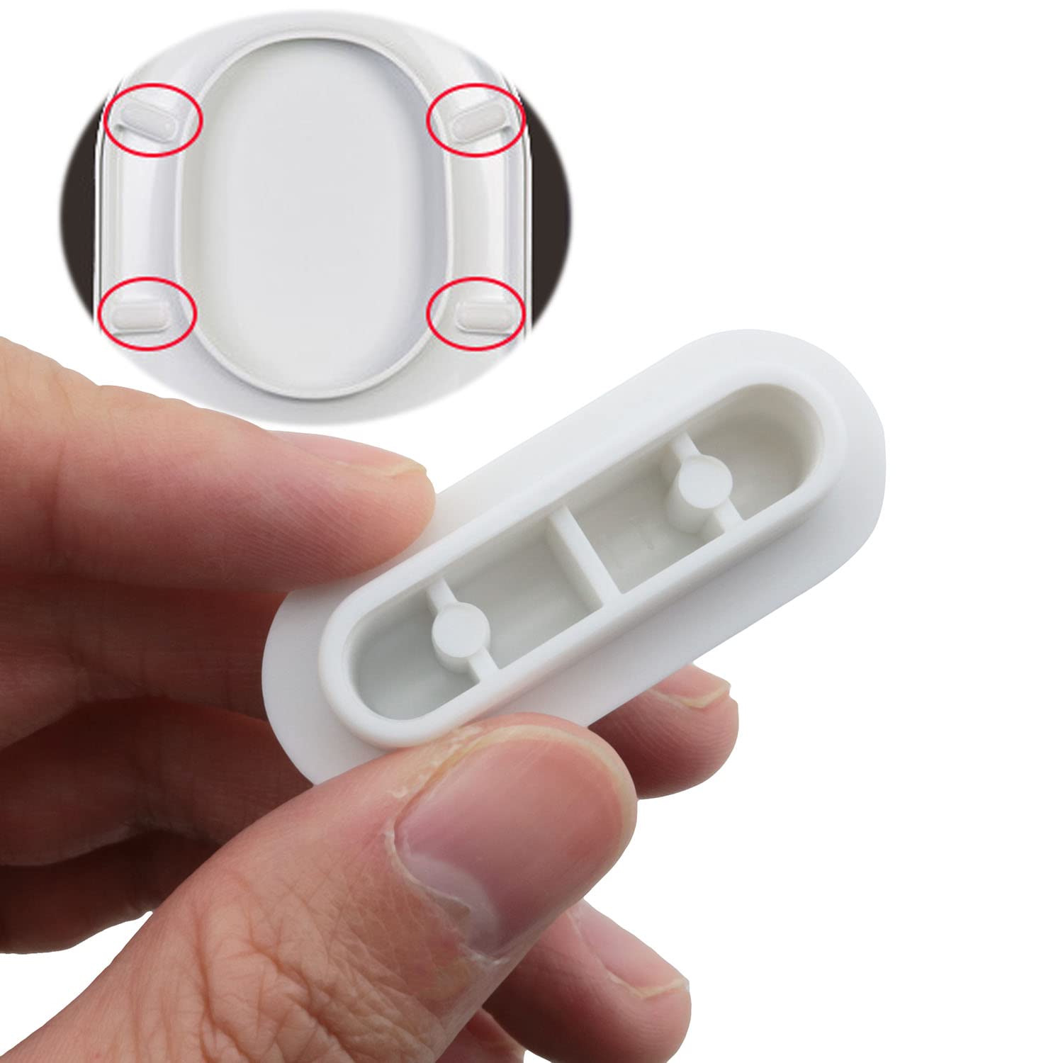 Universal Toilet Seat Bumpers 6-in-1 Set (4 Long + 2 Round) - White Non-Slip Toilet Seat Cushions for Home, Hotel & Hospital Use - Perfect for Bathroom Safety & Comfort