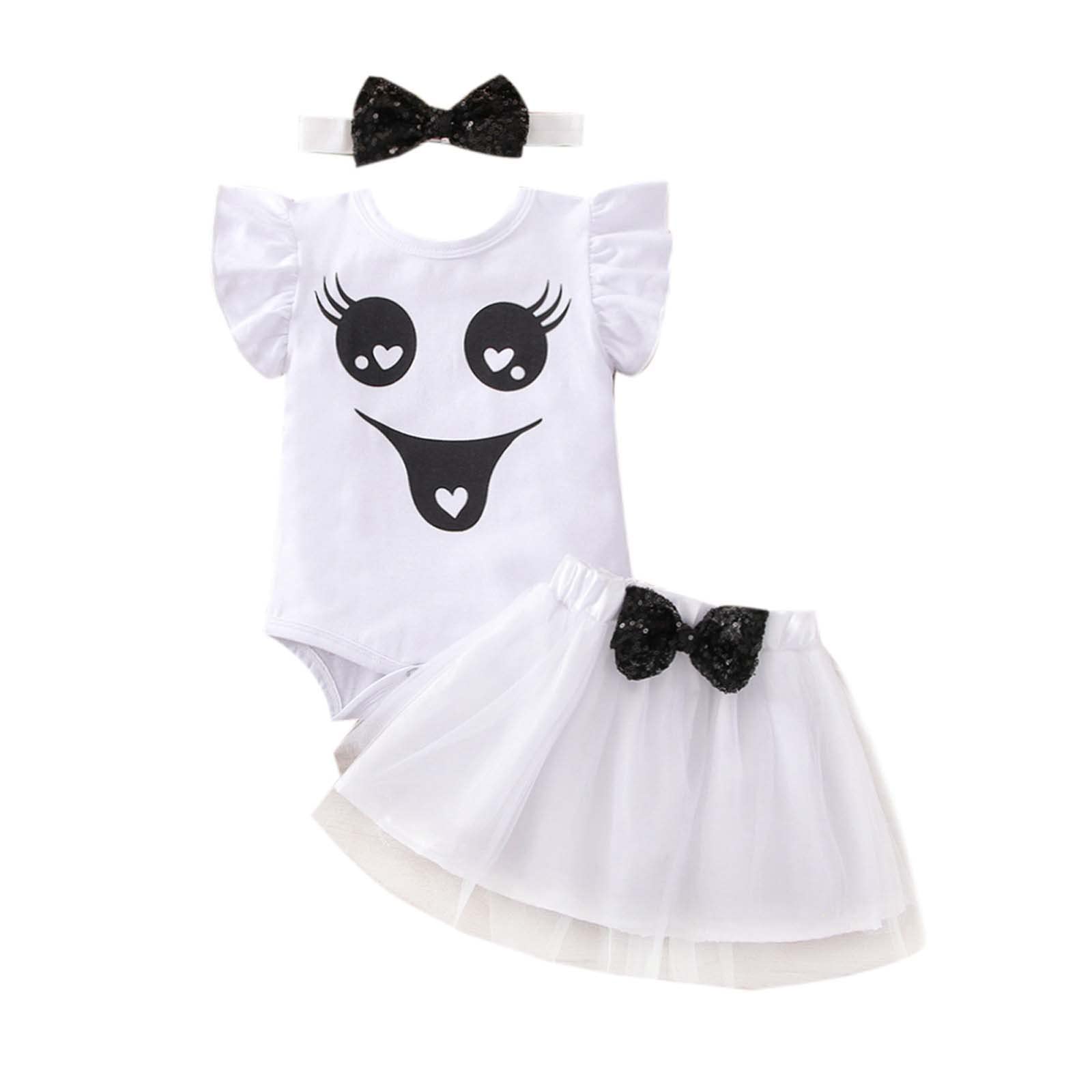 Cute Baby Girls Halloween Jumpsuit Set - Sleeveless Romper with Tutu Dress & Headband 3-Piece Outfit for Toddlers | Perfect for Halloween Parties, Costume Events & Photo Shoots