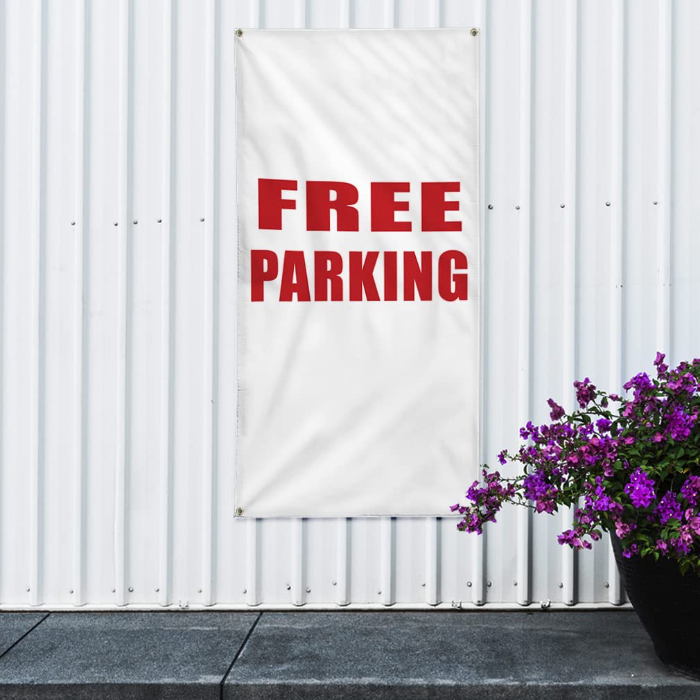 Custom Vertical Vinyl Banner 144x60 Inches - Weatherproof Outdoor Business Sign with 10 Grommets for Parking Promotions, Yard Sales & Industrial Use | Multiple Sizes Available