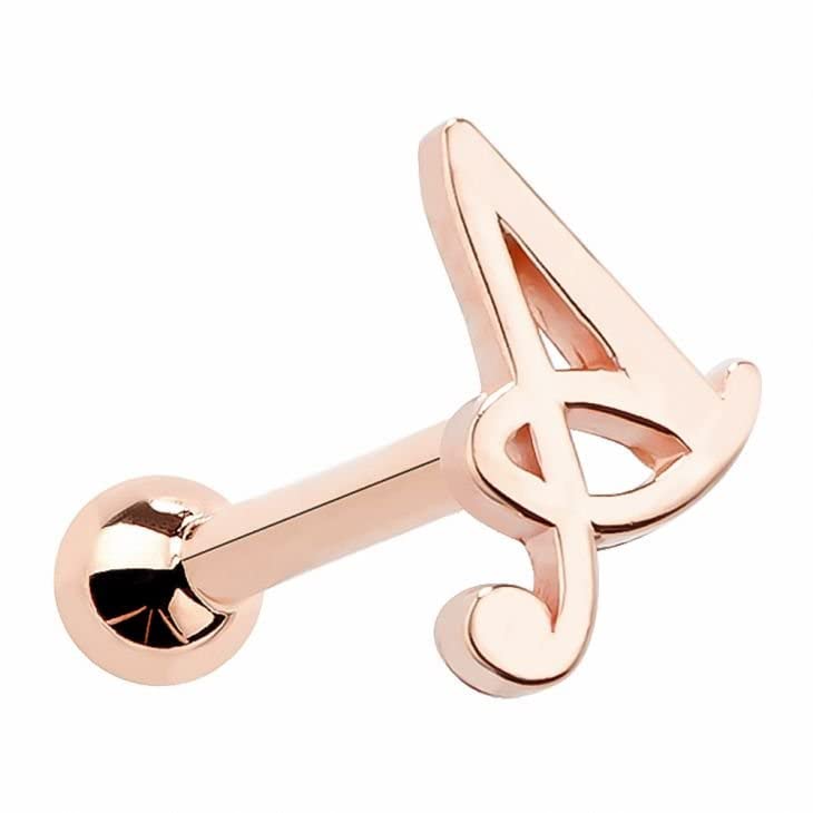 14K Gold Initial Monogram Letter Helix Cartilage Earring Stud - Personalized Name Jewelry for Women, Dainty Cartilage Hoop Earrings for Everyday Wear & Special Occasions