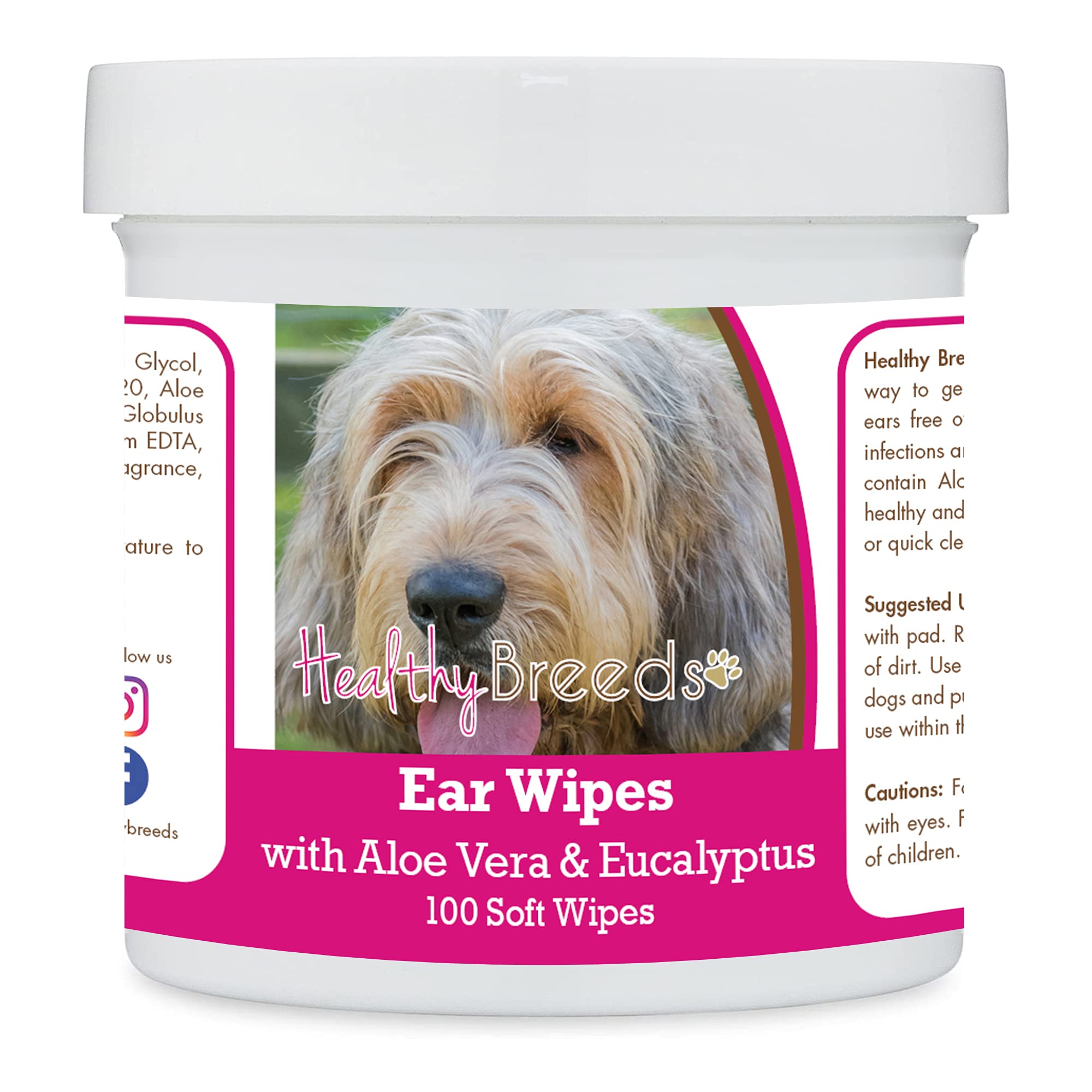 Healthy Breeds Otterhound Dog Ear Cleaning Wipes with Aloe & Eucalyptus - 100 Count Gentle Wipes for Ear Hygiene, Odor Control & Infection Prevention - Perfect for Regular Cleaning & After Bathing/Grooming