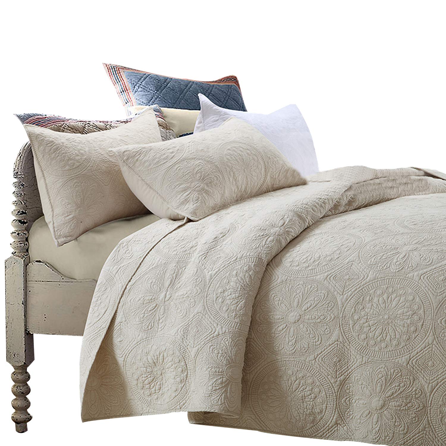 Brandream Luxury Beige 3-Piece Queen Size Bedding Set - Soft Oversized Bedspread & Quilt Set for Cozy Bedroom Decor, Hotel Style Comfort, and Gift Giving