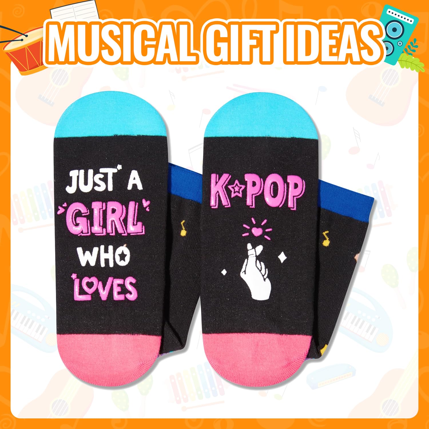 HappyPop K-Pop Music Socks for Women - Cute Anime Singing & Gaming Gifts for Girls - Perfect for Concerts, Cosplay & Gamer Fashion