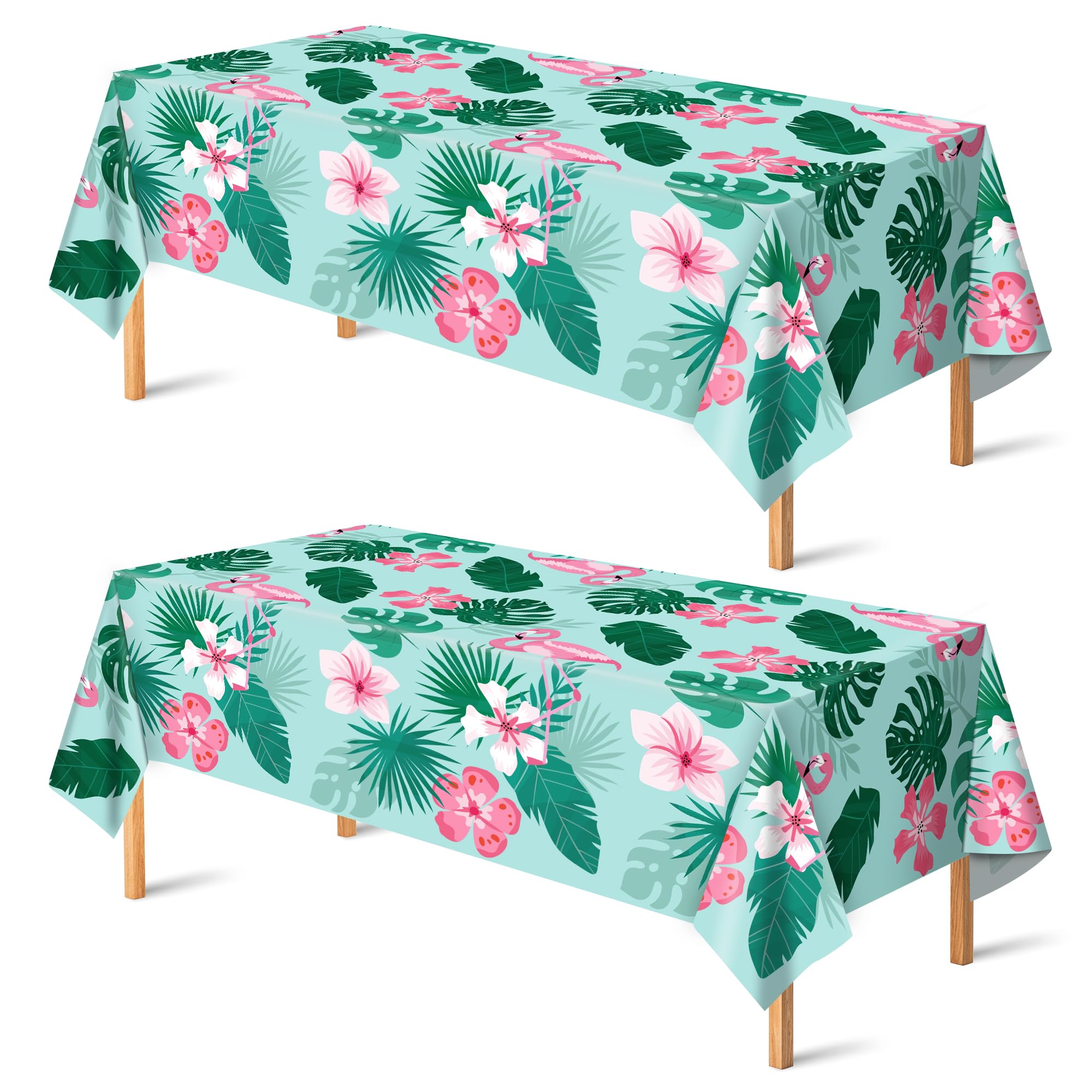 OHOME Hawaiian Luau Party Decorations Set - 2 Pack Tropical Plastic Tablecloths with Palm Leaves Design for Summer Beach, Tiki, and Themed Parties - Perfect for Backyard BBQs, Pool Parties, and Island-Inspired Events