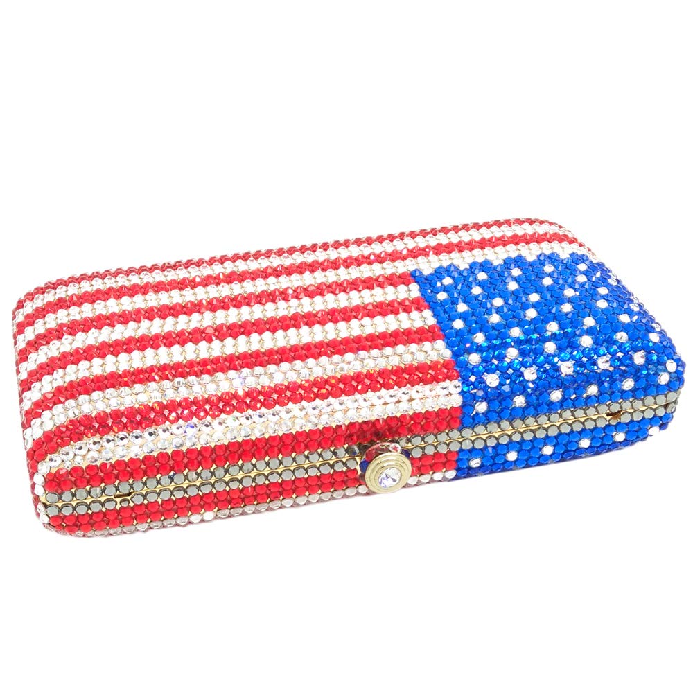 Elegant Rhinestone Crystal Clutch Purse for Women - National Flag Design Evening Bag & Formal Party Handbag | Perfect for Weddings, Prom, Cocktail Parties & Special Occasions