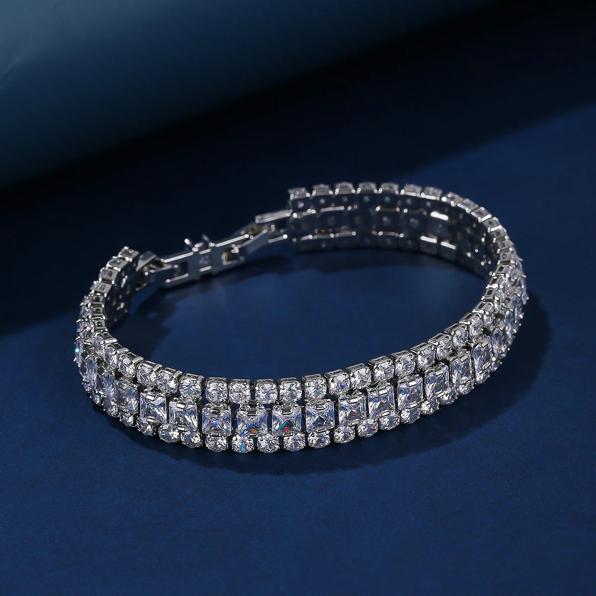 3 Row 5 Colors Bling Cubic Zirconia Tennis Bracelet for Women - Elegant 3A CZ Jewelry Gift (CK10161) - Perfect for Parties, Weddings & Special Occasions