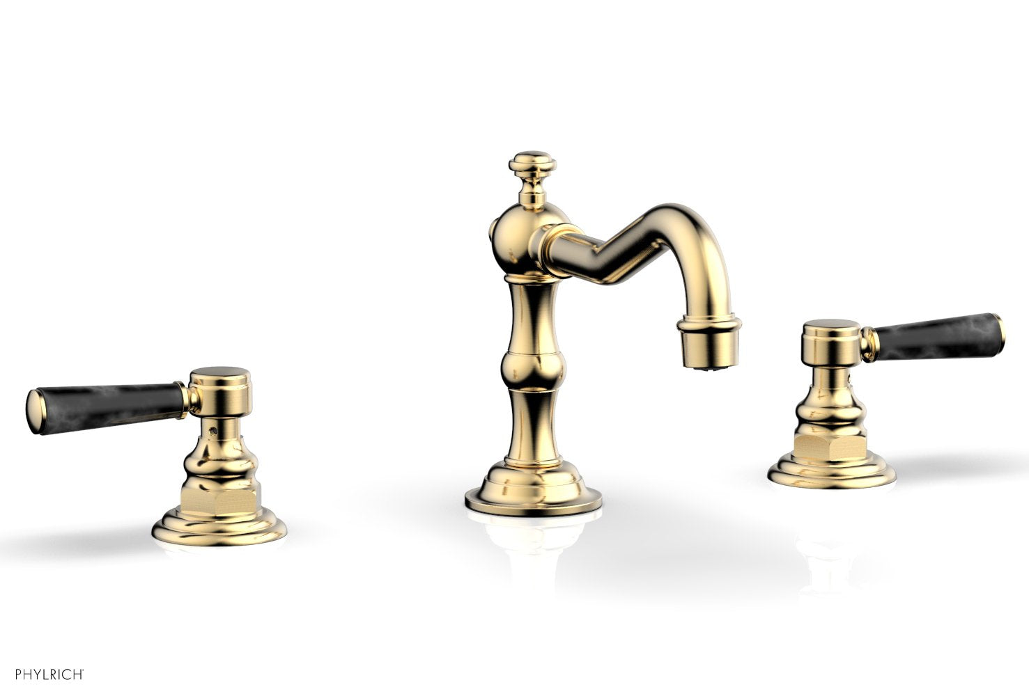 Premium HENRI Widespread Bathroom Faucet with Black Marble Lever Handles - Model 161-03 | Elegant Sink Faucet for Modern Bathroom Vanities & Powder Rooms