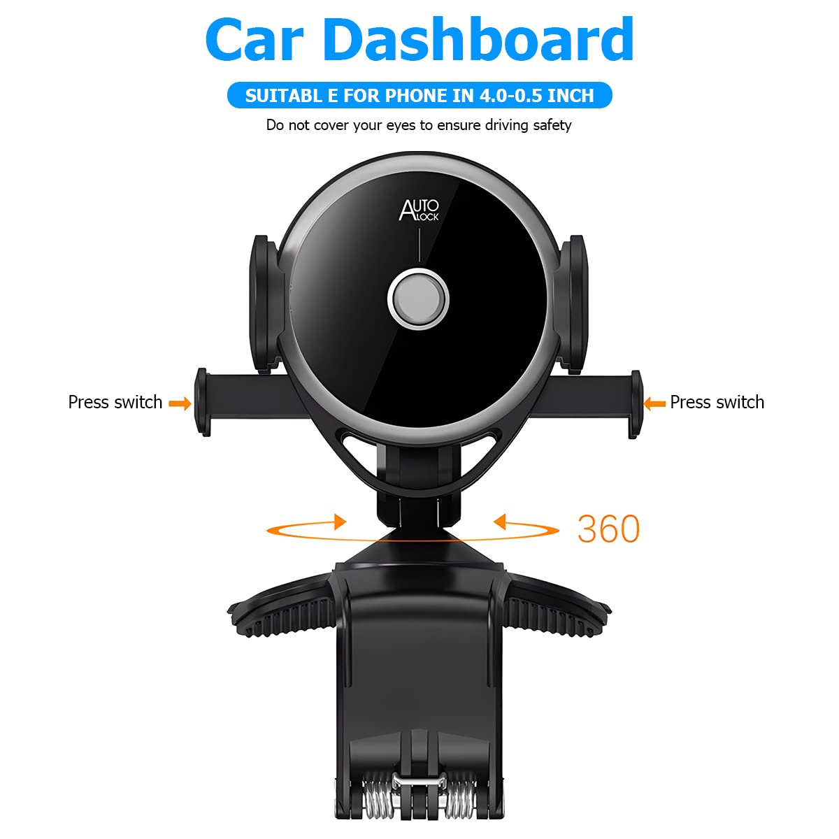 CGEAMDY Universal Car Phone Holder Mount - 360° Rotatable Dashboard Phone Stand with Parking Number Plate, One-Hand Operation, Fits All Smartphones 7.6-17.7cm (3-7 inches) - Perfect for GPS Navigation, Hands-Free Calling & Road Trips