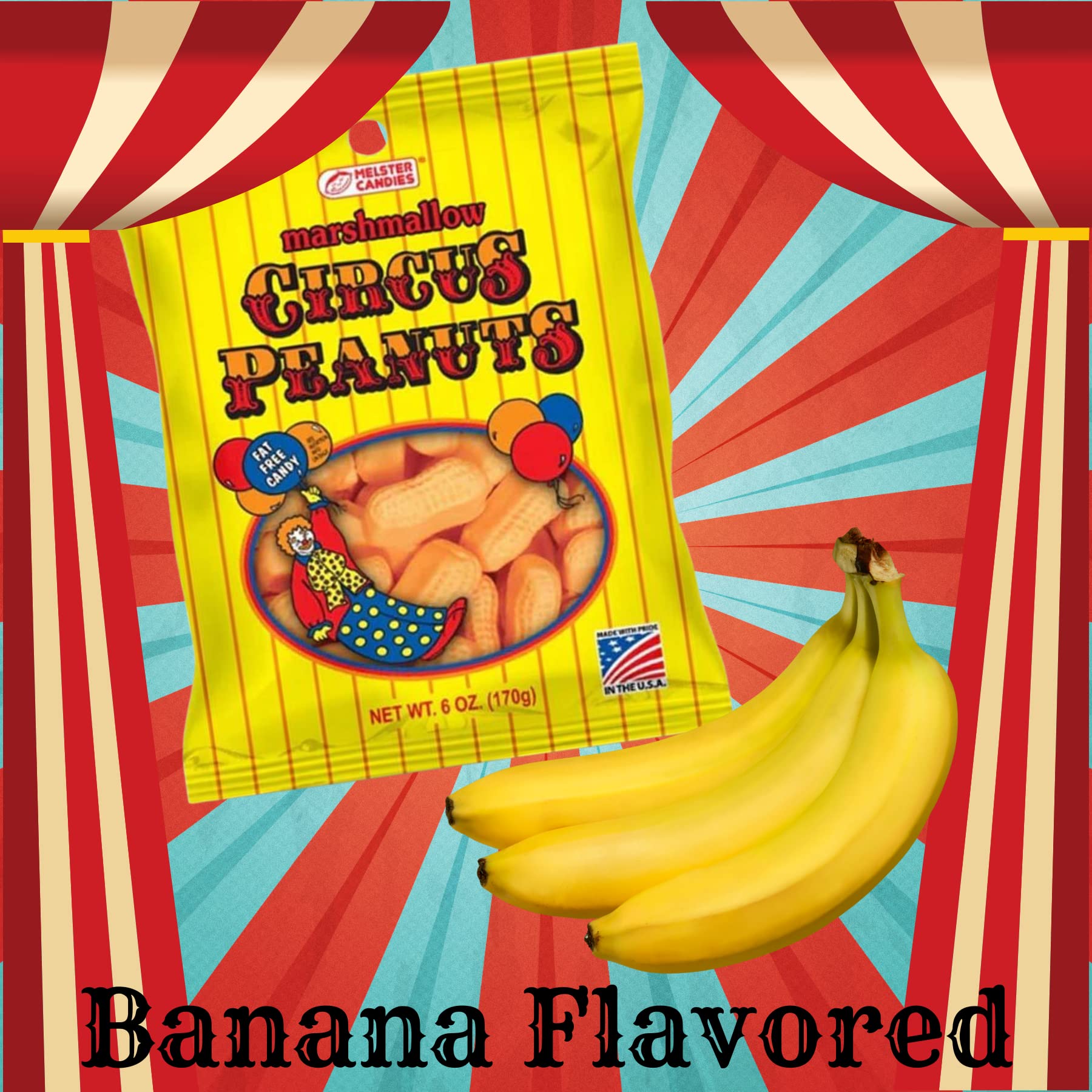 Circus Peanuts Marshmallow Candy - Banana Flavored Carnival Treats | Classic Nostalgic Snacks for Kids & Adults | 6oz Pack of 3 | Perfect for Birthday Parties, Halloween Treats & Movie Night Snacks
