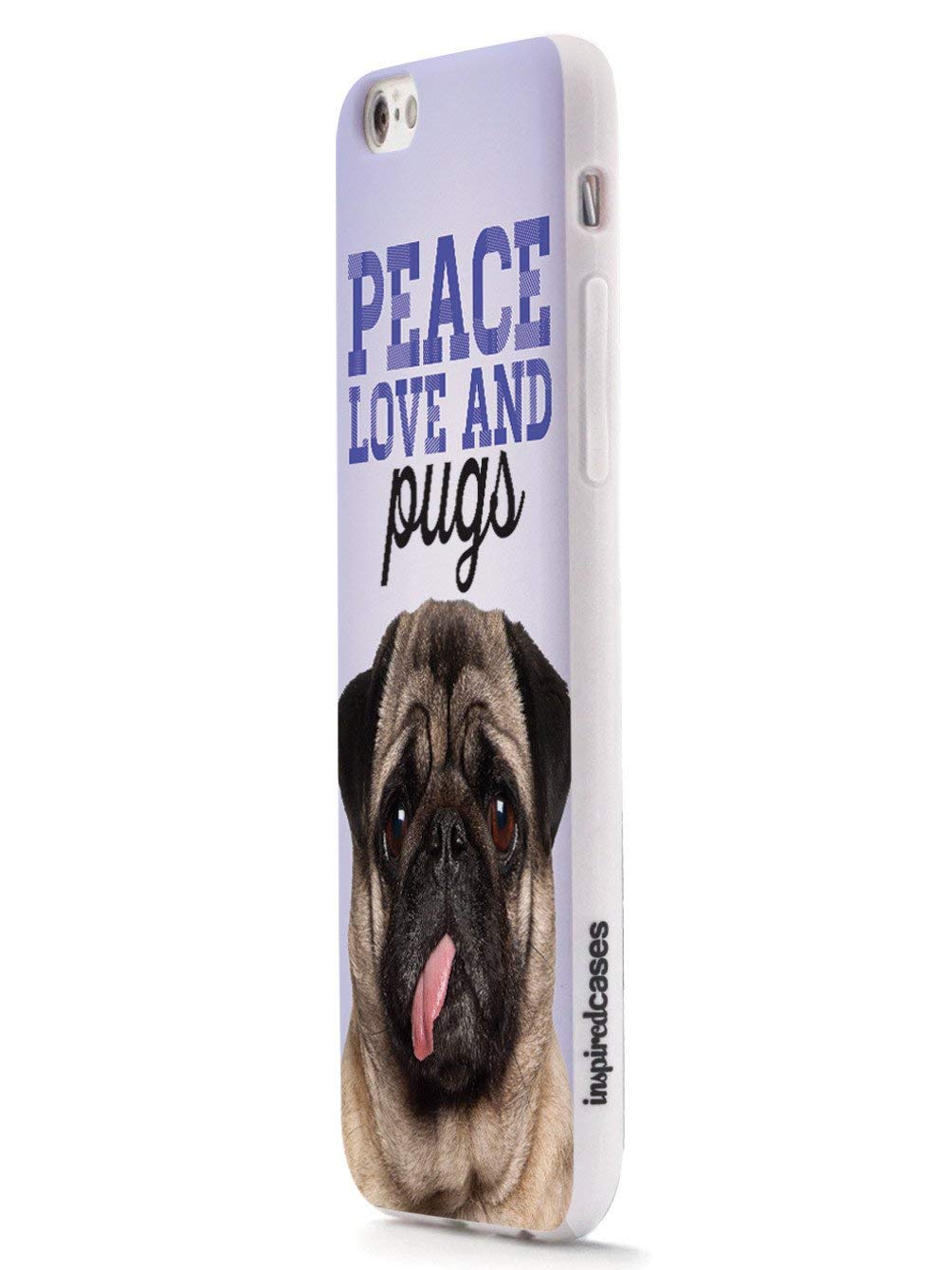 Inspired Cases - iPhone 8 Case Compatible - 3D Textured Protective Cover for Apple iPhone 8 - Peace Love and Pugs Design - Durable Shockproof Phone Case for Everyday Use, Work, and Travel