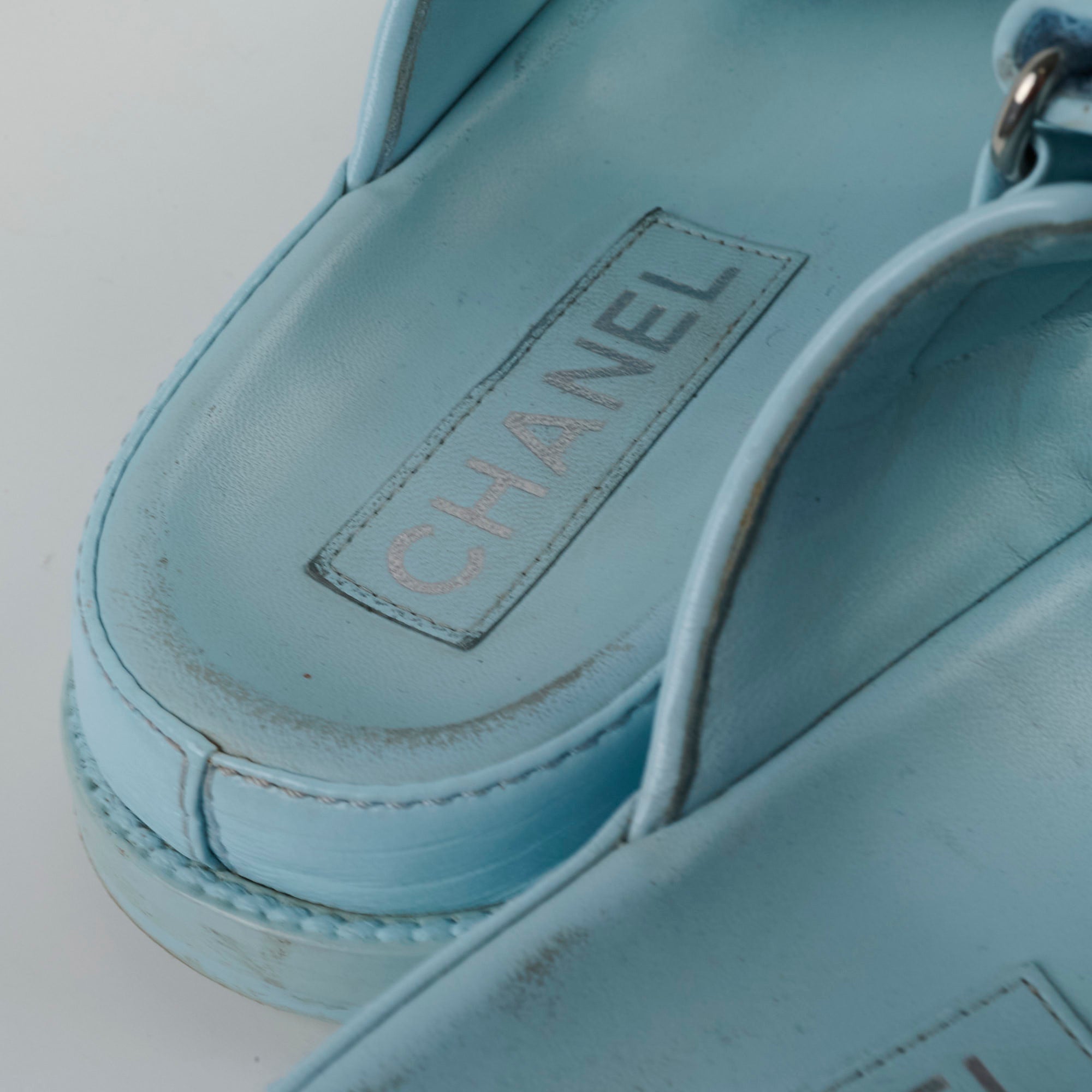 Chanel Blue Leather Sandals Women Size 36 - Comfortable Luxury Designer Shoes for Summer Beach & Casual Outings
