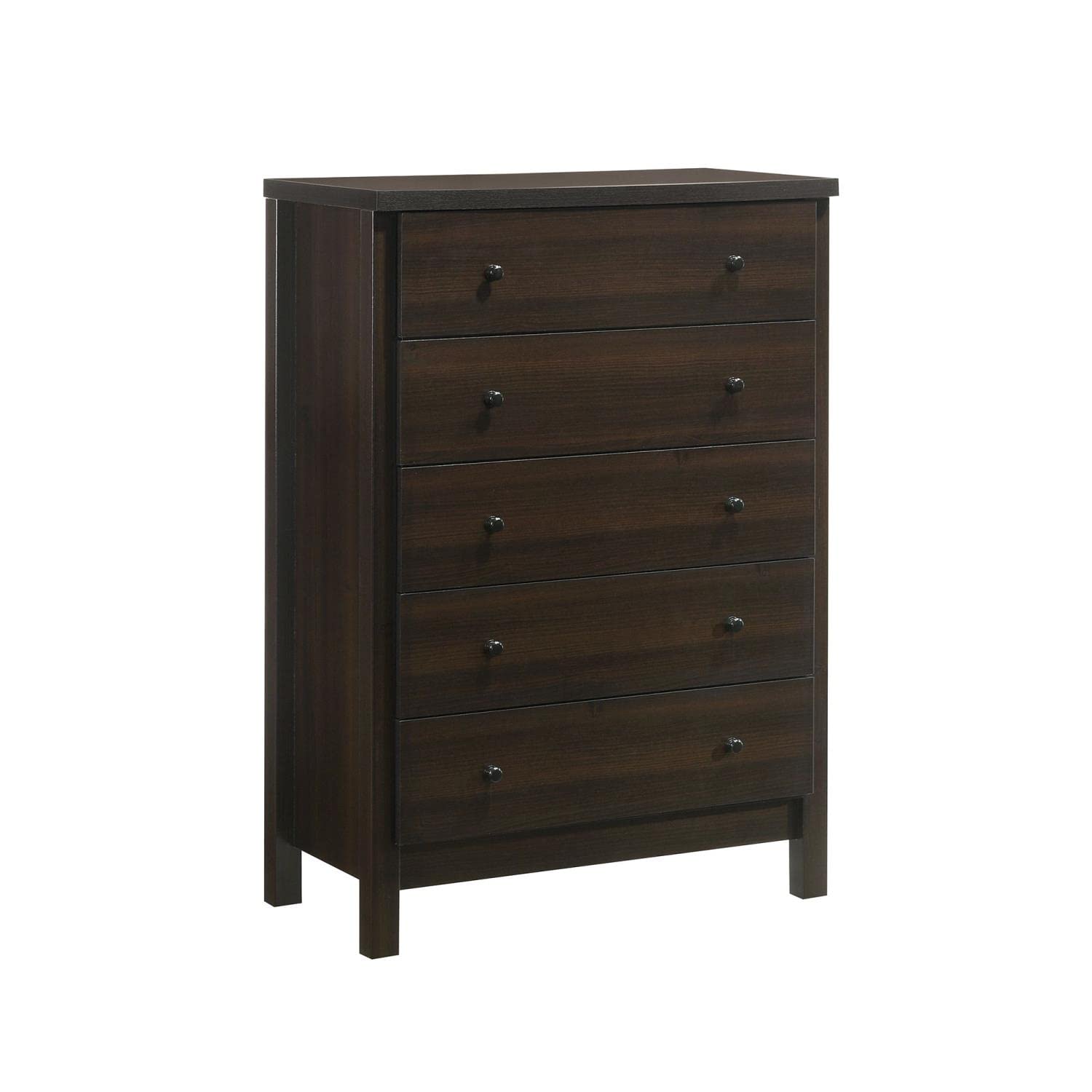 Picket House Furnishings The Cian 5-Drawer Chest in Espresso Finish - Modern Bedroom Dresser with Ample Storage for Clothes & Accessories | Perfect for Master Bedroom, Guest Room or Dorm Organization
