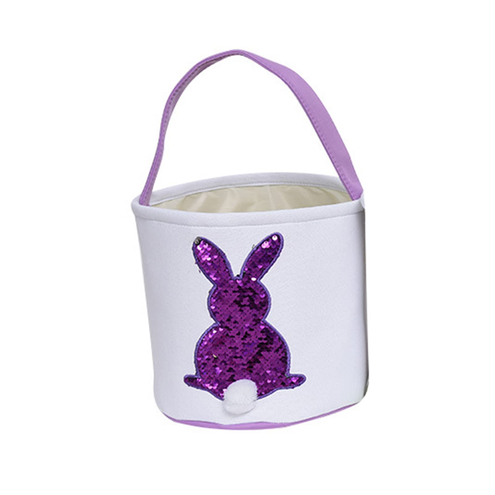 Floralby Easter Storage Basket - Canvas Bunny Pattern Egg Gift Bag for Easter Party Favors, Kids & Adults (Purple) | Perfect for Easter Egg Hunts, Home Decor & Festive Gift Giving
