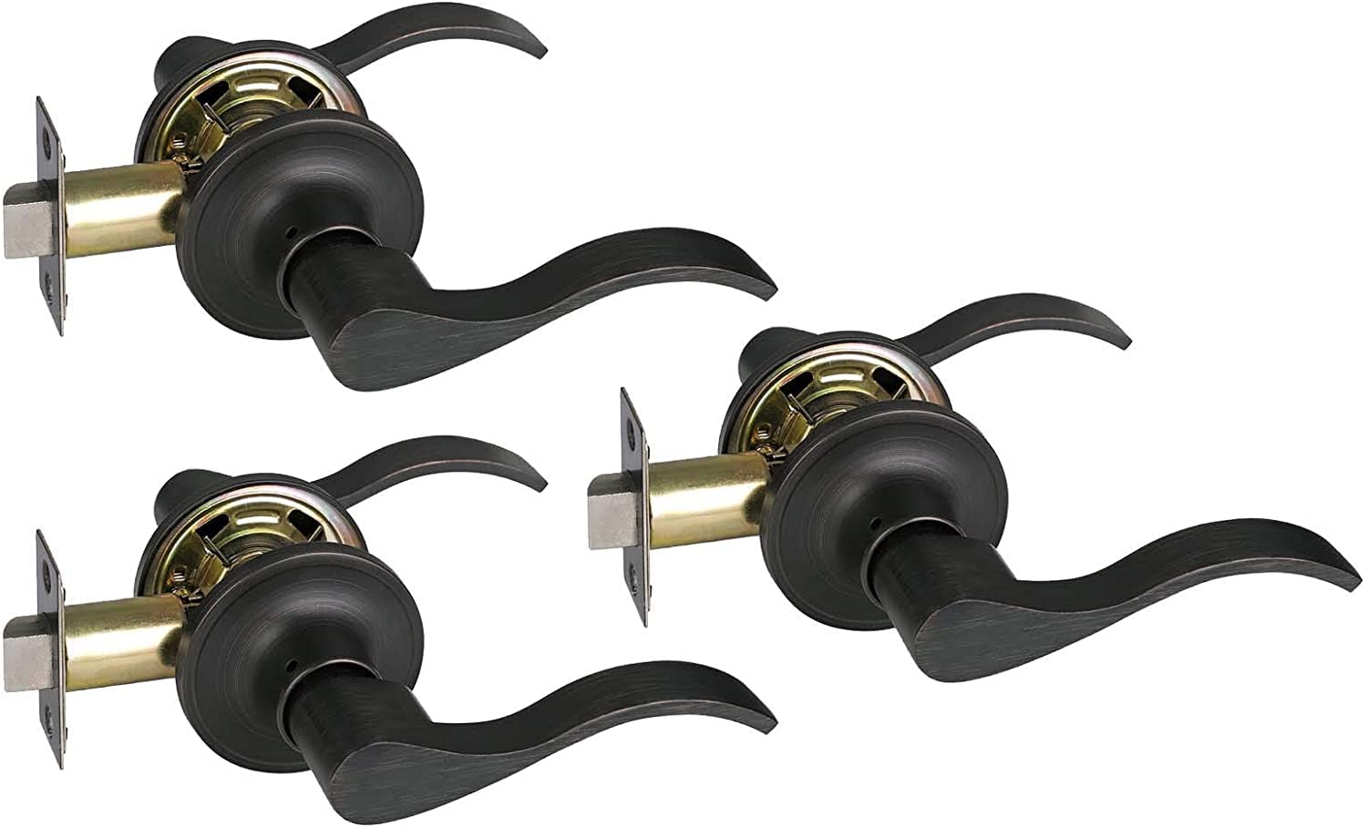 Heavy Duty Bronze Door Lever - 3 Pack for Hall & Closet