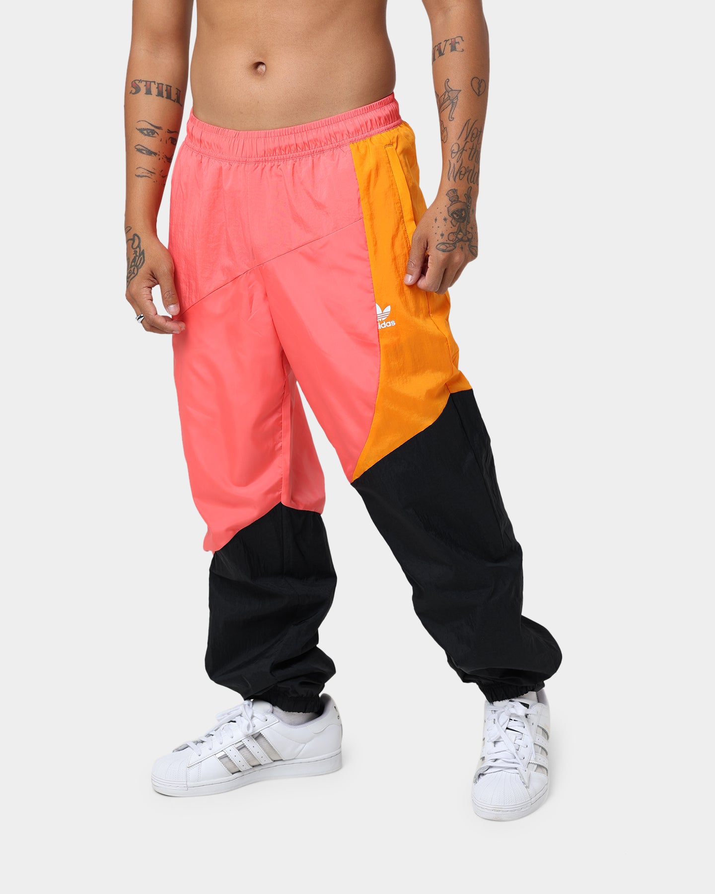 Adidas Adicolor Colorblock Track Pants for Men & Women - Black/Semi Turb - Comfortable Athletic Joggers for Running, Gym, and Casual Wear