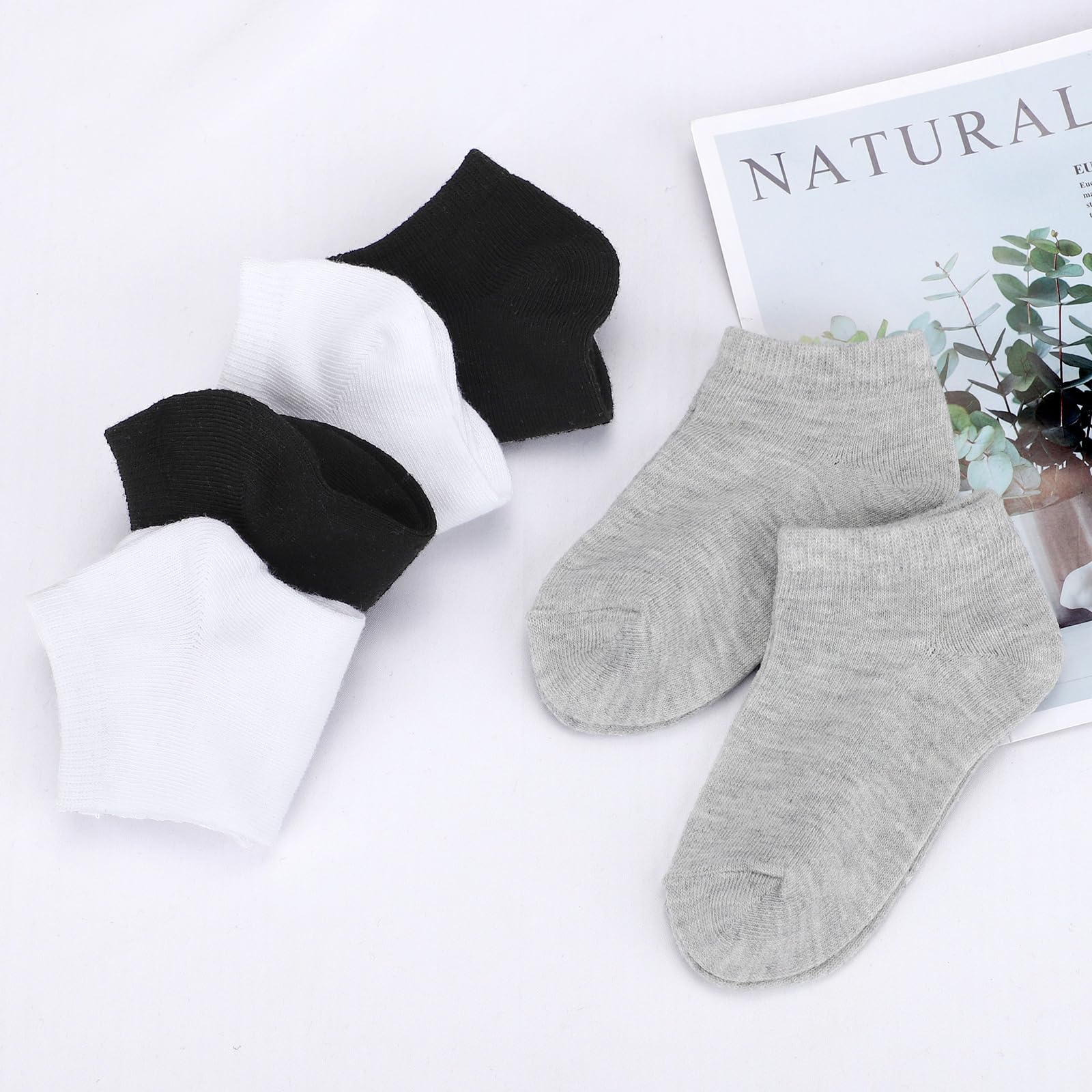 Auranso 12 Pairs Kids Breathable Athletic Ankle Socks for Boys & Girls - Soft Cotton Low Cut Socks for Running, Sports & Everyday Wear