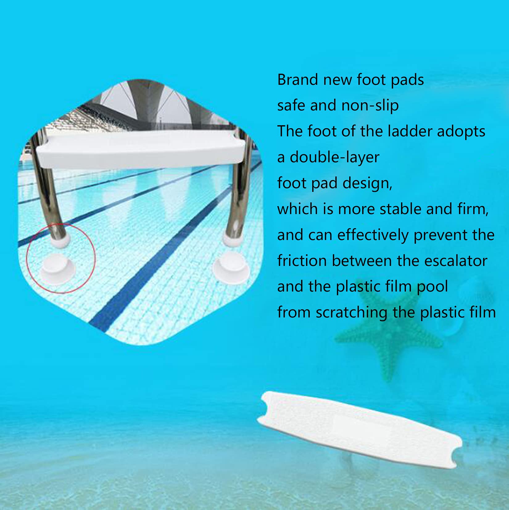 304 Stainless Steel Above Ground Pool Ladder - 500 lb Weight Capacity, Double-Sided Entry Steps with 2+2 Handrails (H33) - Durable Swimming Pool Access Ladder for Inground/Above Ground Pools, Backyard, Deck or Spa Use