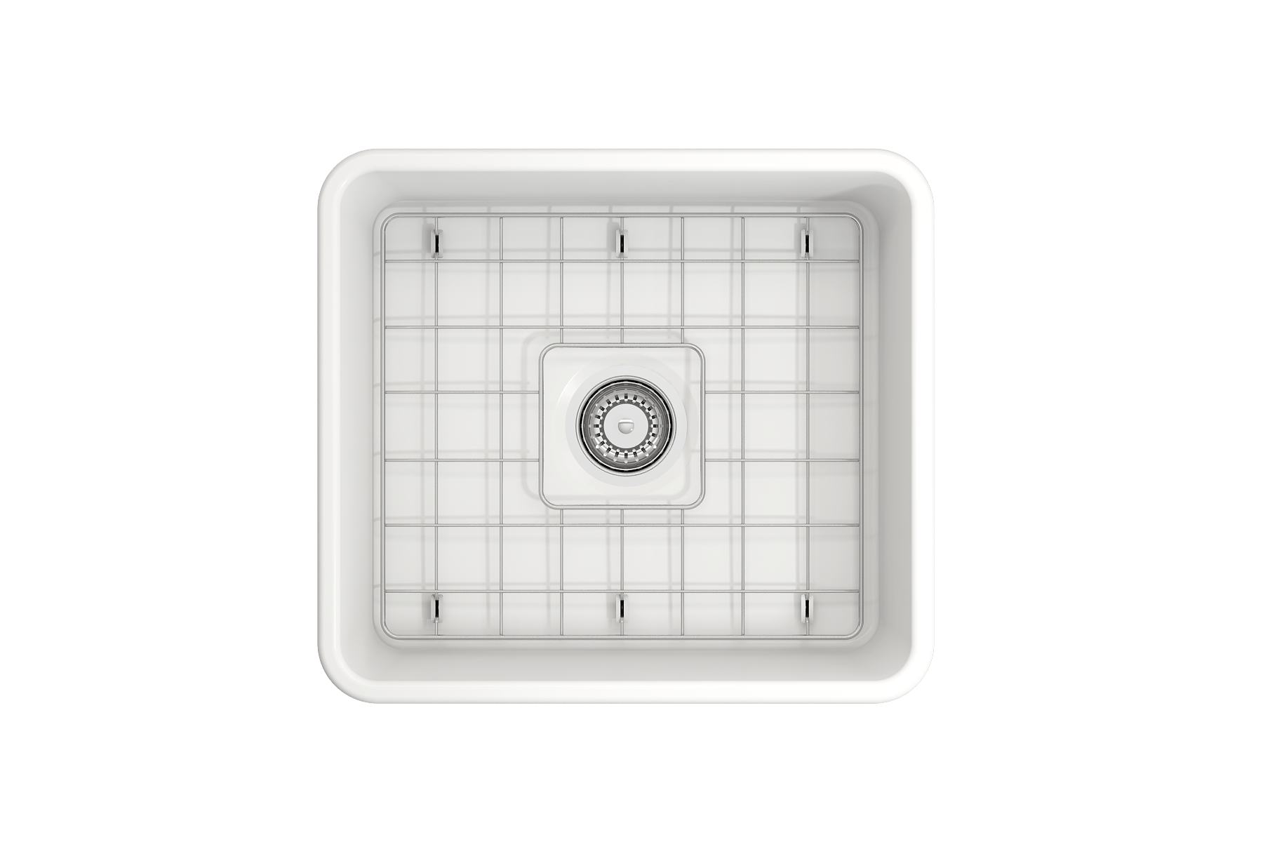BOCCHI CLASSICO 20 Fireclay Farmhouse Single Bowl Kitchen Sink with Protective Bottom Grid and Strainer