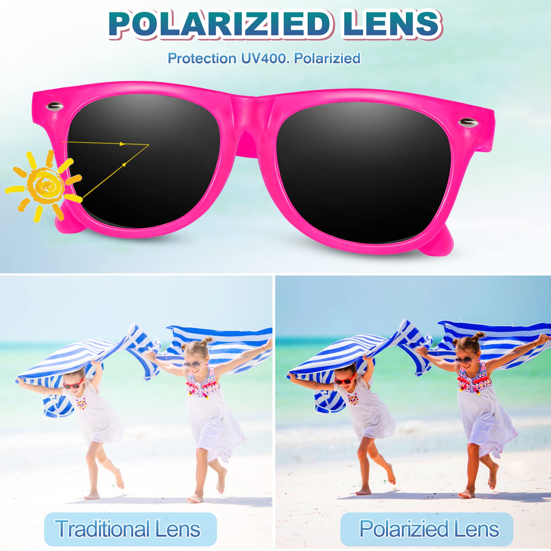 GINMIC 12-Pack Kids Sunglasses - Neon UV Protection Sunglasses for Boys & Girls - Perfect Birthday Party Favors, Beach & Pool Party Supplies - Fun Summer Gifts for Outdoor Activities, Playdates & Vacations