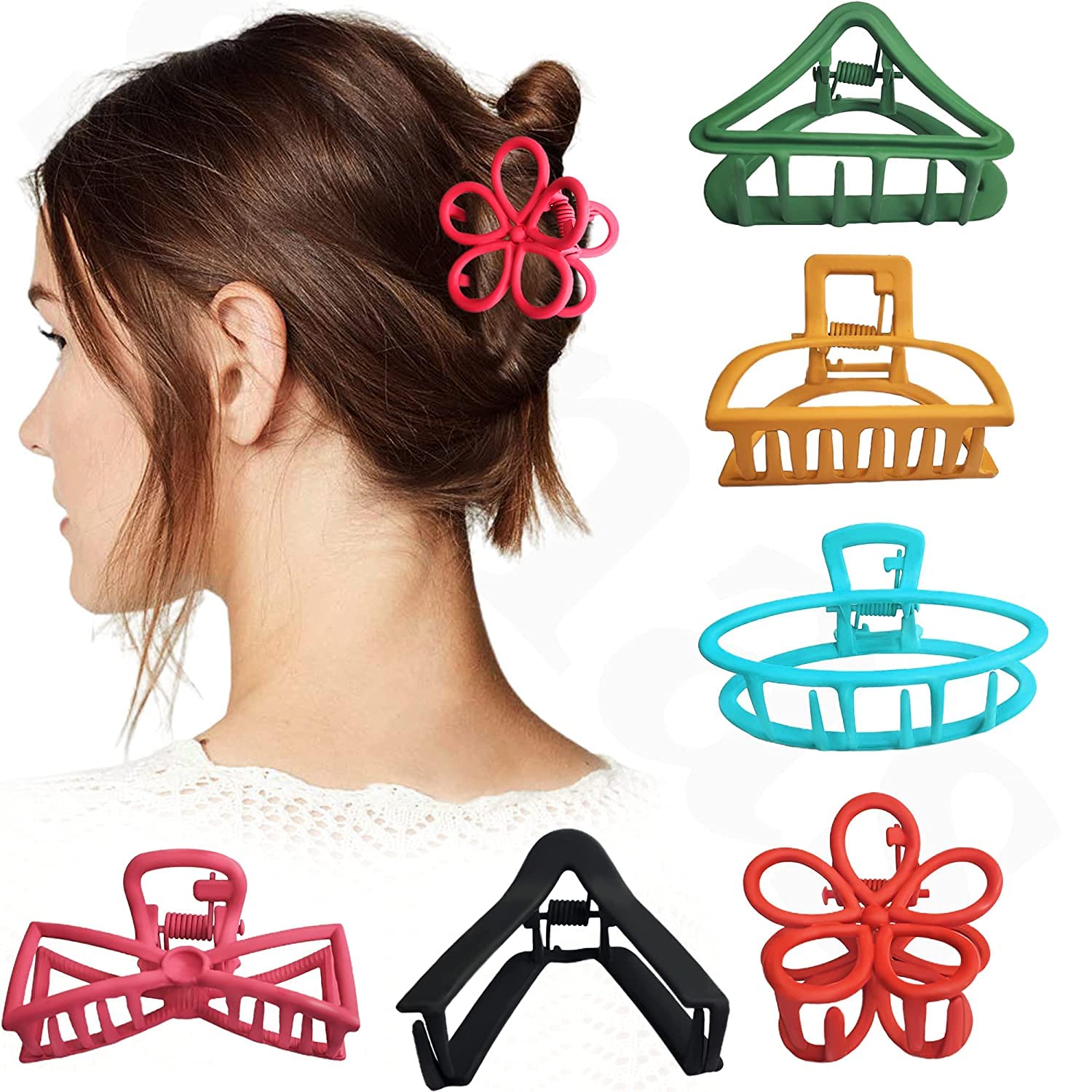 WindSun 6Pcs Matte Hollow Hair Clips - Butterfly Shape Metal Hair Clutchers for Women & Girls, Minimalist Dainty Round Geometric Hair Clamps (6-Piece Set) - Perfect for School, Work, Parties & Everyday Styling