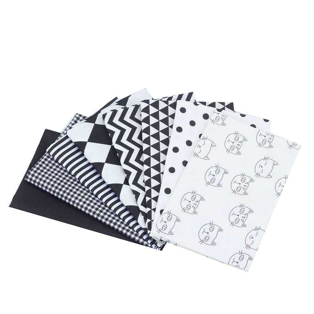 AMORNPHAN Black & White Printed 100% Cotton Quilting Fabric Bundles - 16x20 Inch Precut Patchwork Fabric for DIY Sewing, Needlework, Face Masks & Crafting - Set of 8 Pieces (Various Patterns) - Perfect for Quilting Projects, Home Decor & Handmade Gifts