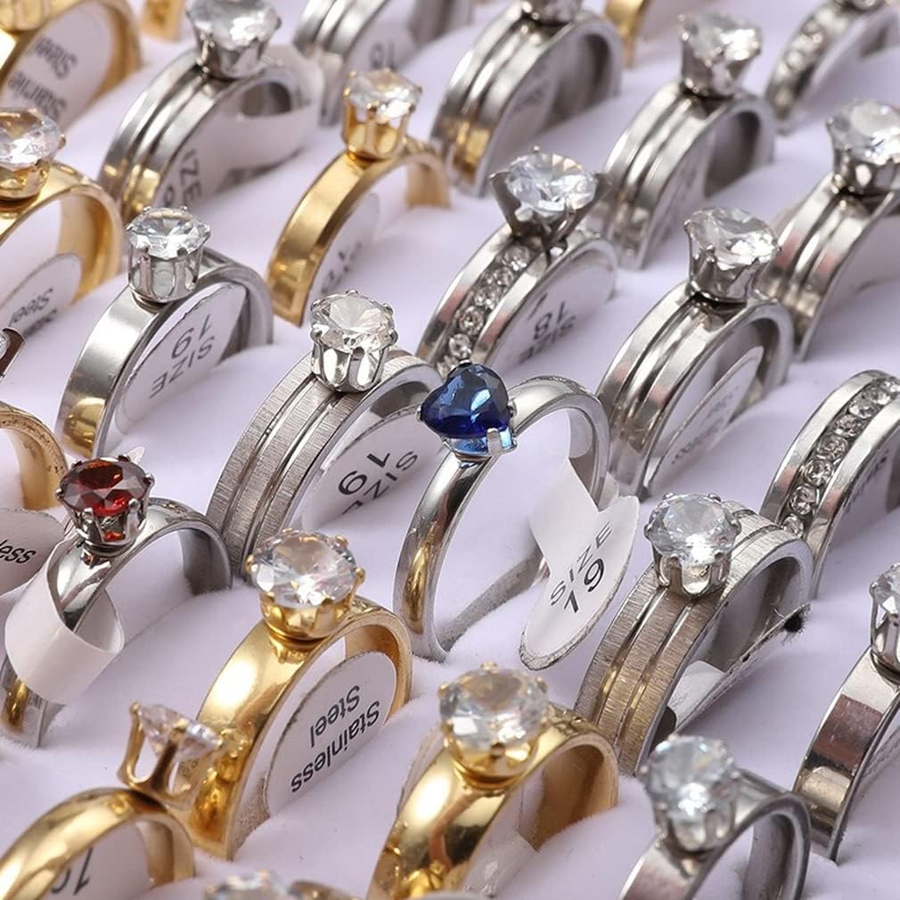 Bulk Wholesale Silver Rings for Women - 100 Pack Mixed Wedding Bands, Statement Rings & Clear Zircon Rings | Stainless Steel & Titanium Rings Set for Everyday Wear, Parties & Gifts