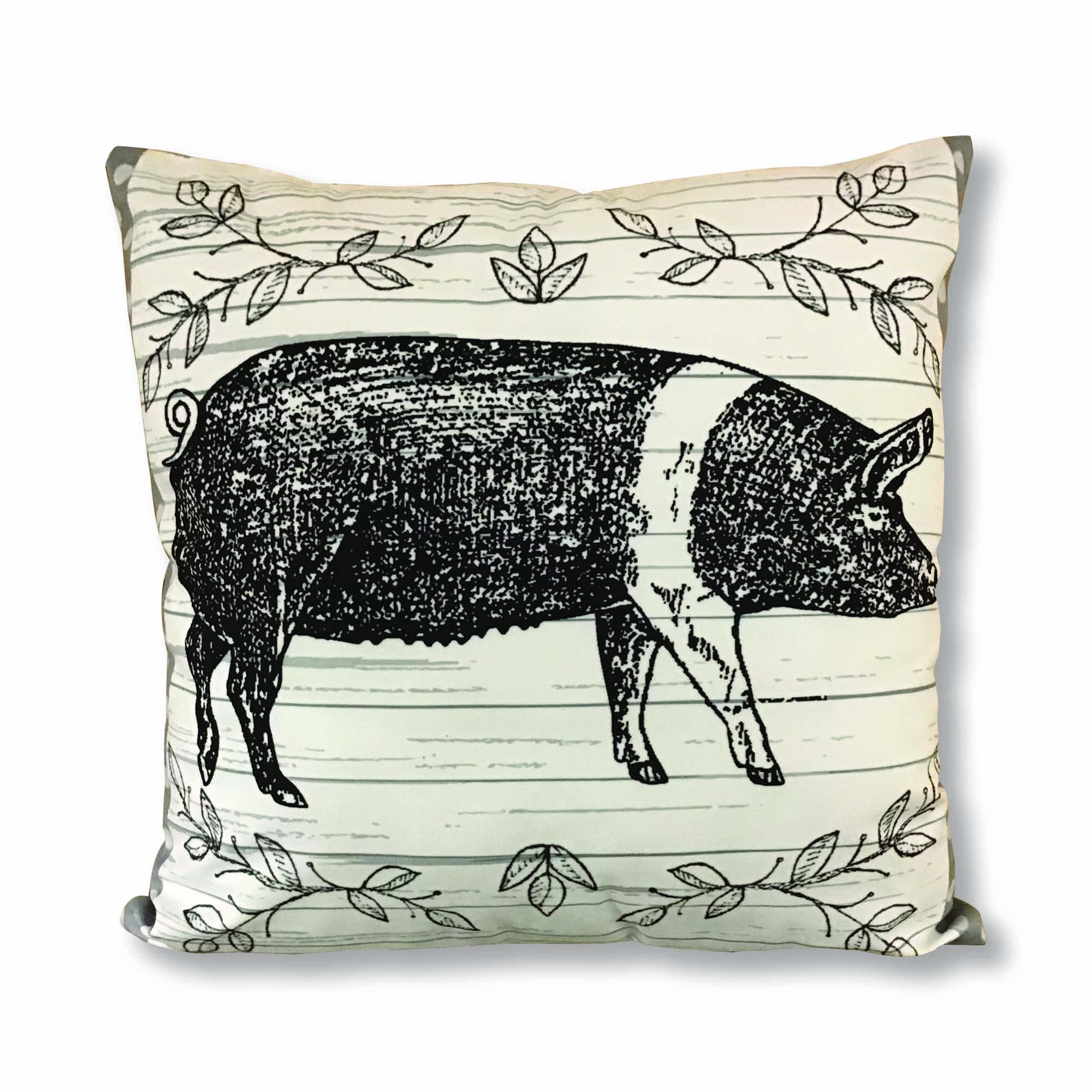 Virah Bella Black and White Hog Throw Pillow 18x18 Inches - Decorative Farmhouse & Lodge Style Couch Pillow - Perfect for Living Room, Bedroom, and Cabin Décor