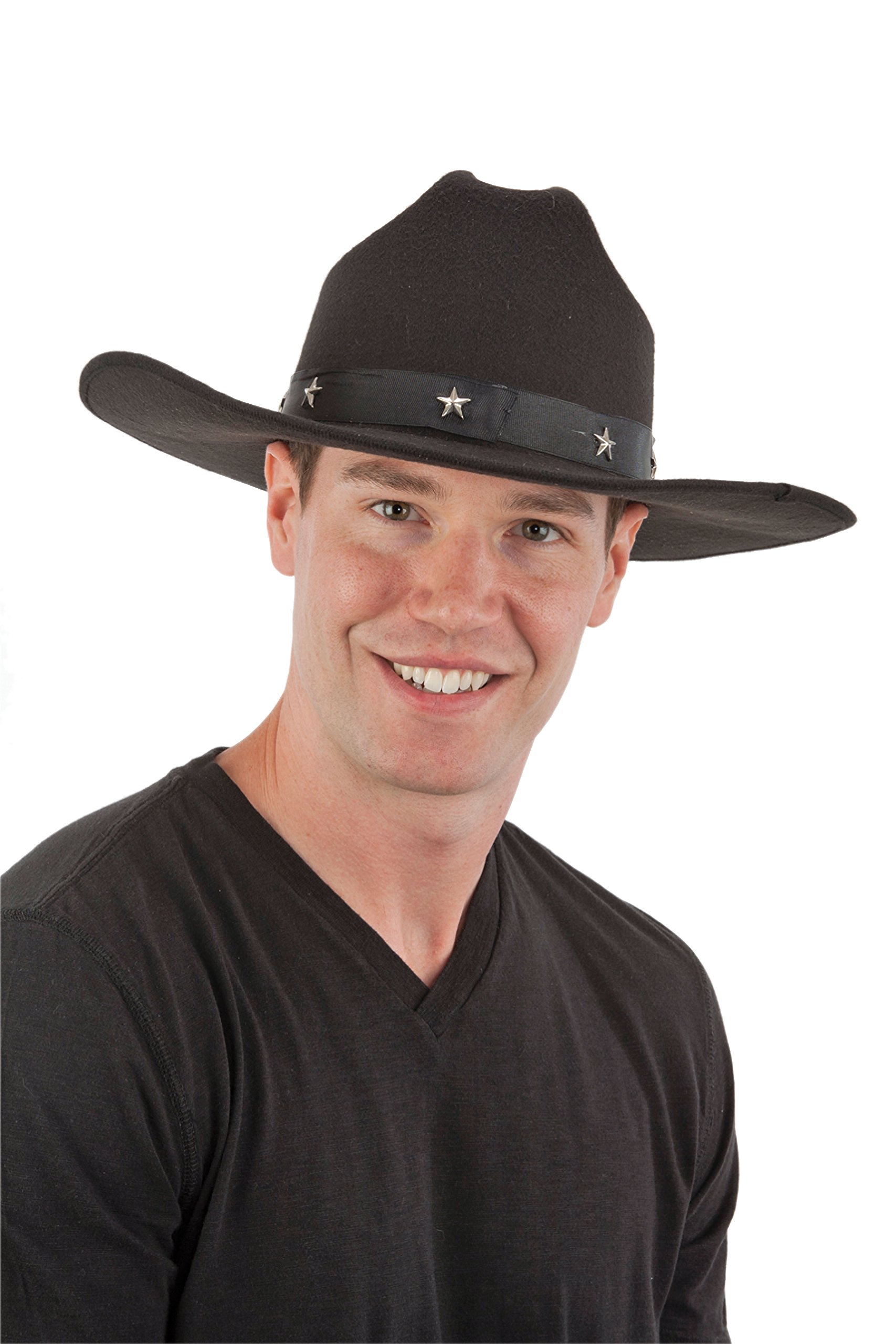 Jacobson Hat Company Men's Western Cowboy Hat - Premium Wool Felt with Decorative Star Band for Rodeo, Country Music Festivals & Outdoor Adventures