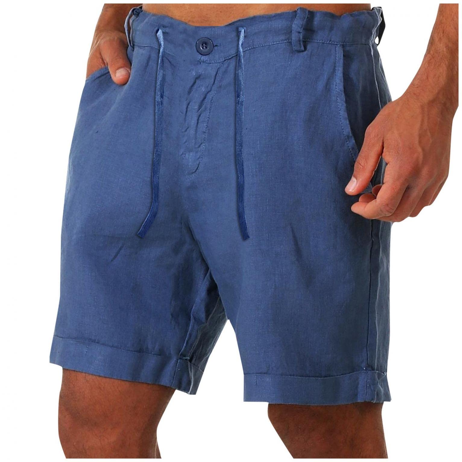 **Men's Cargo Shorts - 7 Inch Inseam Elastic Waist with Drawstring - Linen Casual & Workout Running Shorts for Men | Perfect for Gym, Hiking & Summer Outfits**