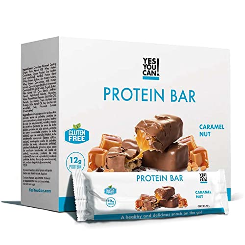 Yes You Can! Protein Bars - Healthy High Protein Snacks for Adults & Kids, Low Calorie, Gluten Free, Caramel Nut Flavor (7 Bars) - Perfect for On-the-Go Nutrition, Post-Workout Recovery & School Lunchboxes