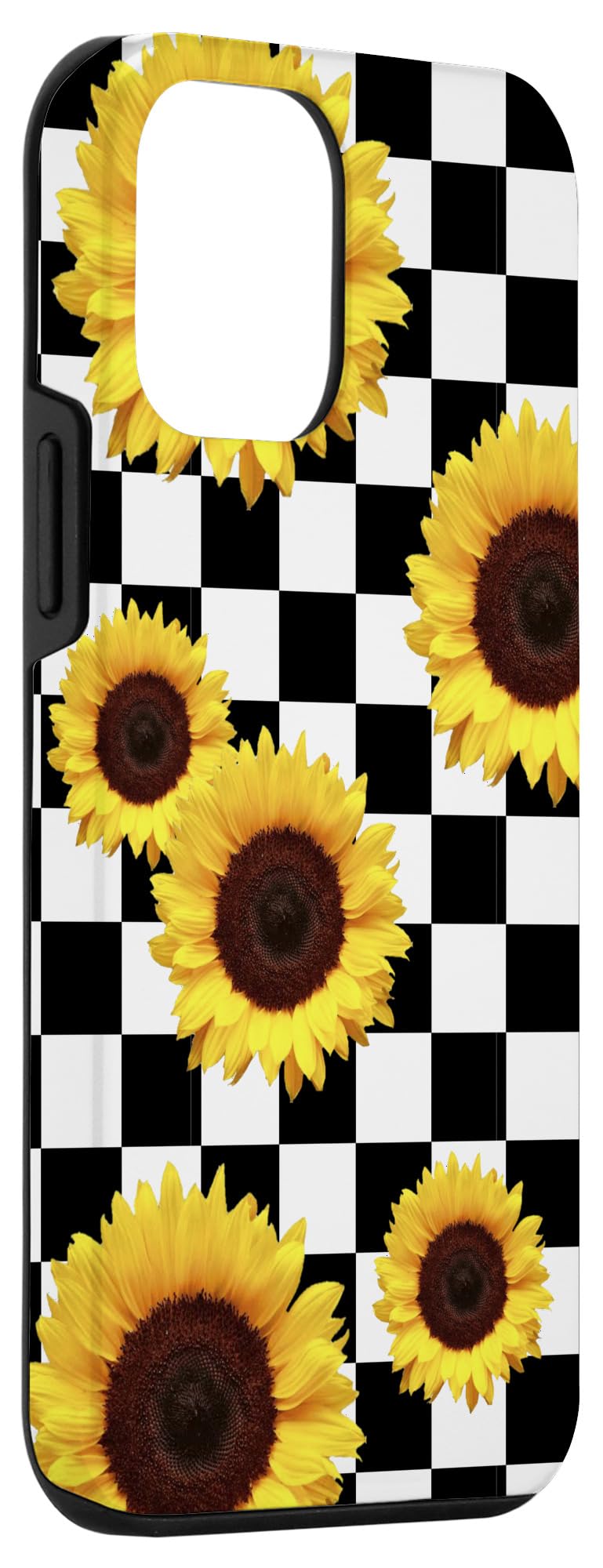 iPhone 12 Mini Sunflower Checkered Y2K Aesthetic Black & White Girly Phone Case for Everyday Use and Stylish Protection