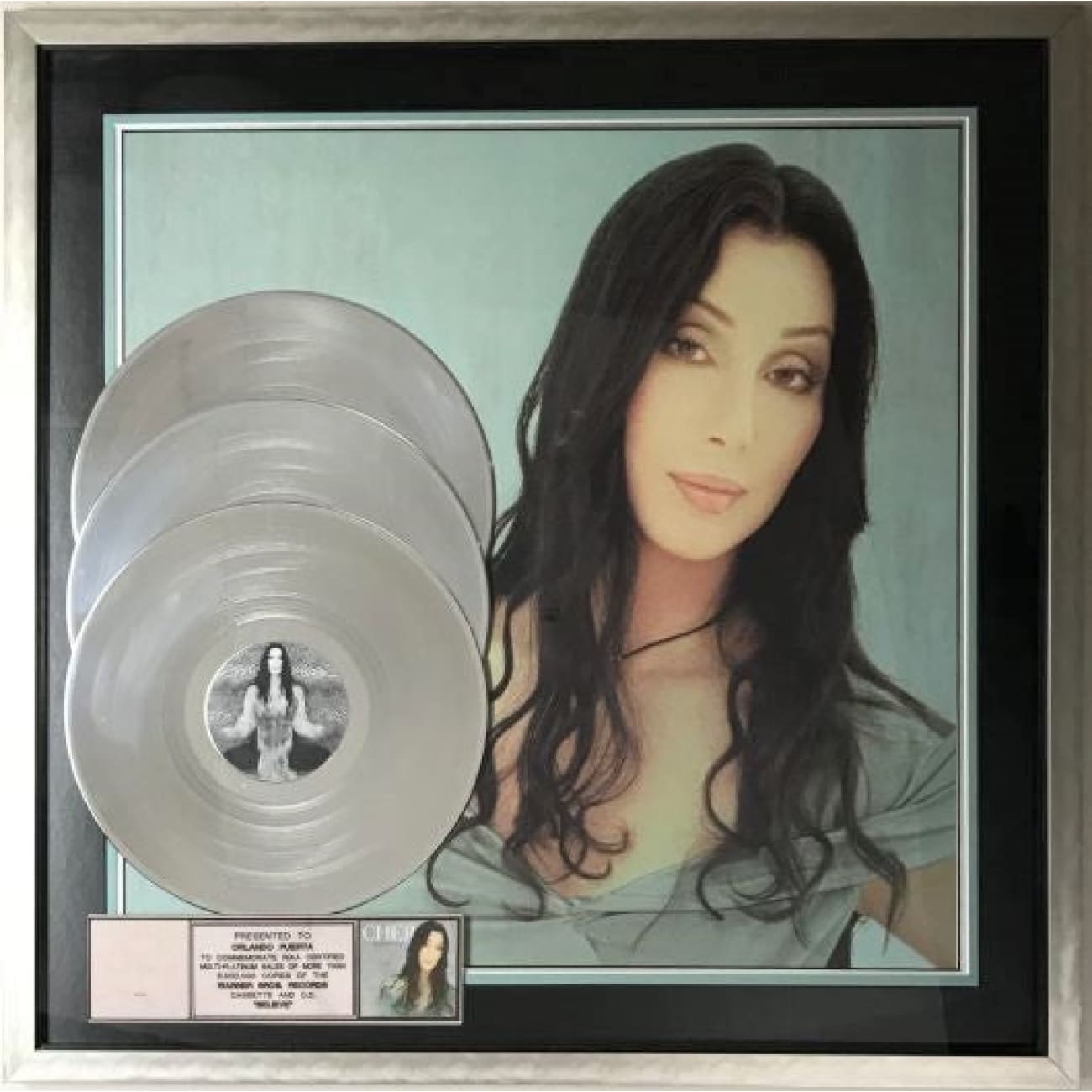 Cher Believe RIAA 3x Multi Platinum Album Award - Certified Music Collectible for Fans & Display (Perfect for Home Decor, Music Rooms & Collector Showcases)