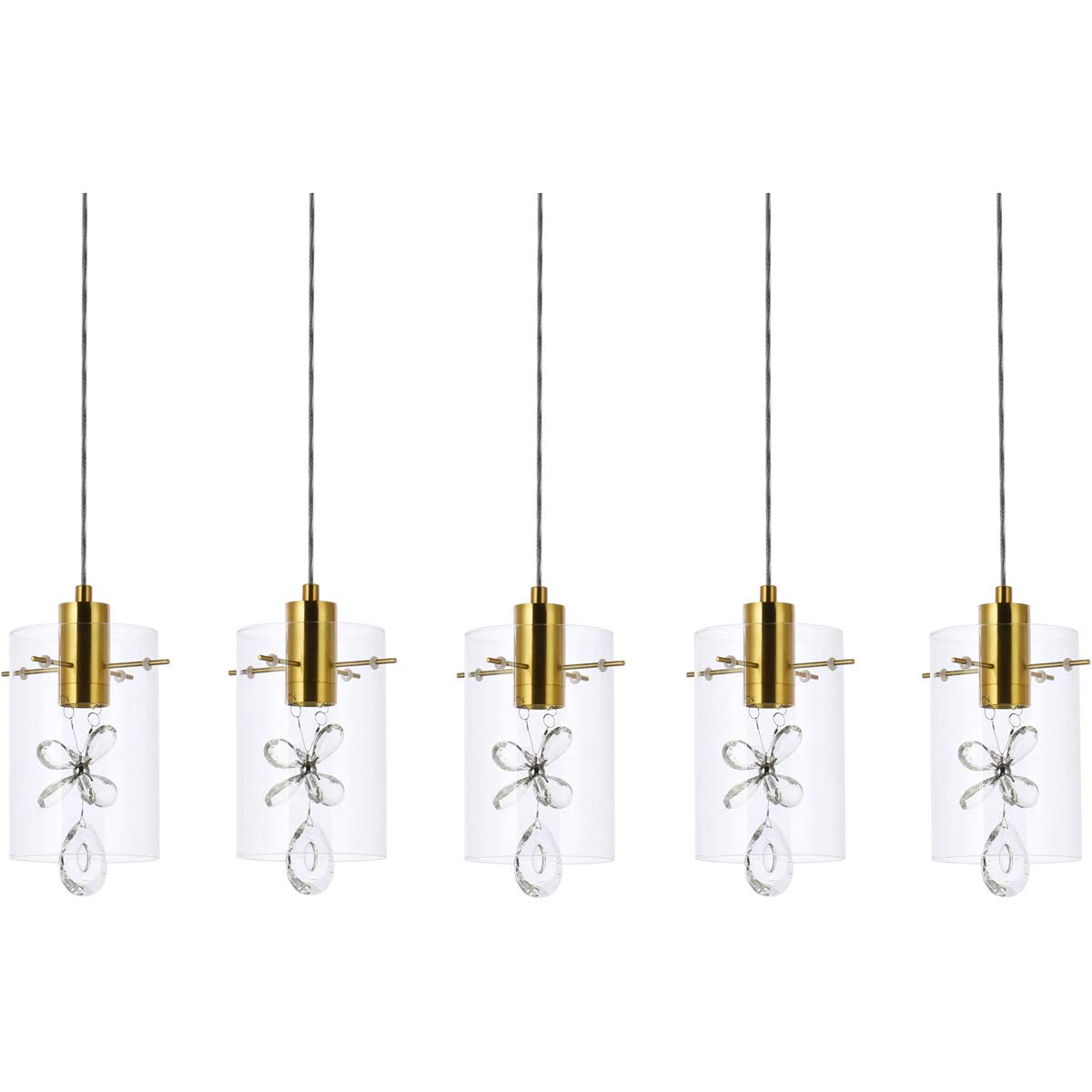 Luxury Hana 5-Light Gold Pendant Light Fixture for Living Room, Kitchen, Bedroom & Hallway - Modern Ceiling Lighting for Dining Room, Foyer & Entryway
