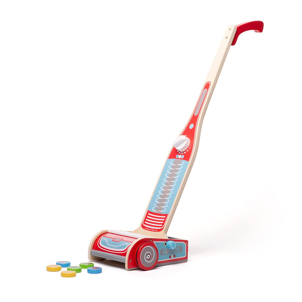 Bigjigs Toys Wooden Upright Vacuum Cleaner - Pretend Play Cleaning Toy for Kids, Realistic Design for Role Play & Early Learning - Perfect for Home, Classroom & Daycare Use