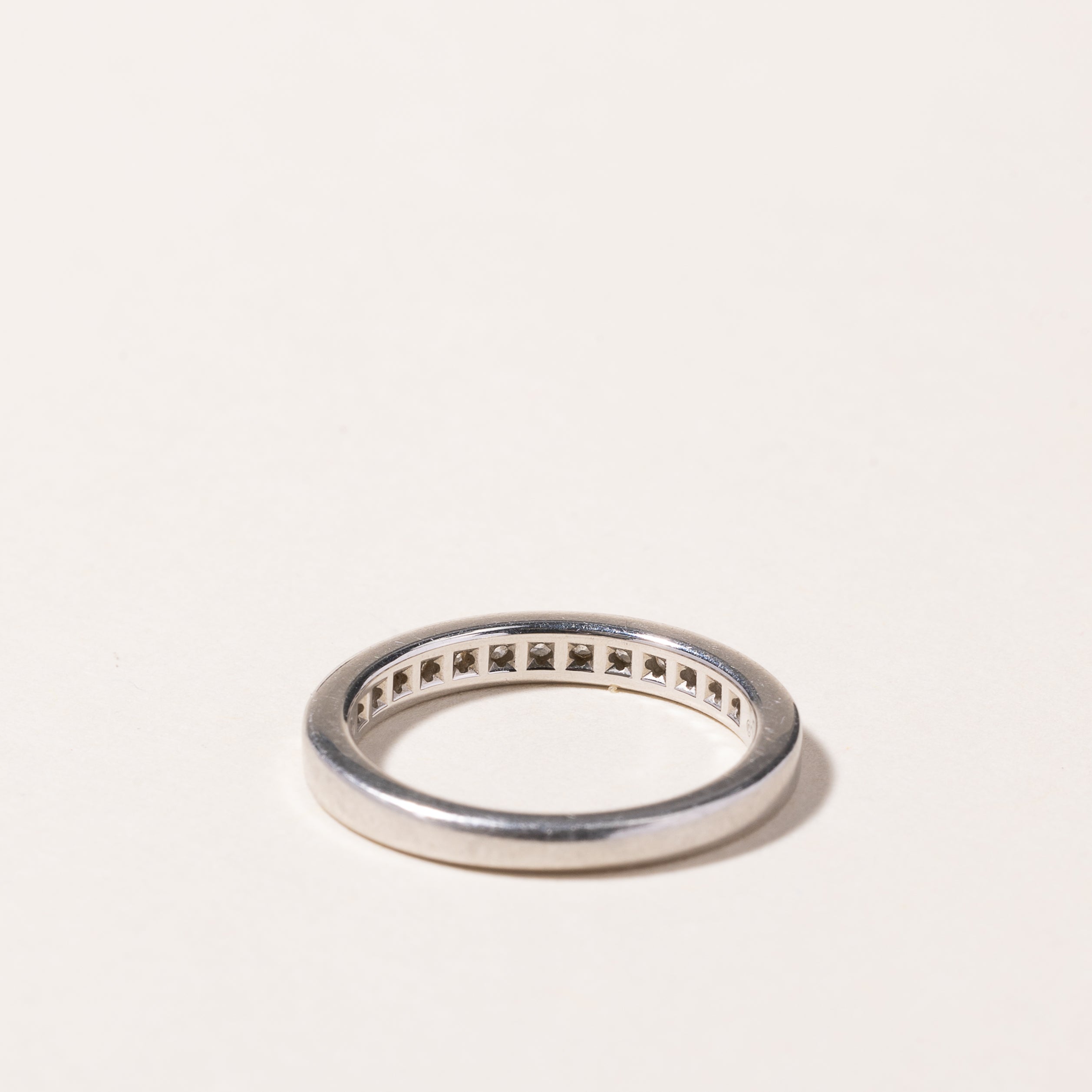 Tiffany & Co. Platinum Tiffany Setting Wedding Band - 0.13ctw Diamond Ring - Size 4.5 - Elegant Bridal Jewelry for Weddings, Anniversaries & Special Occasions