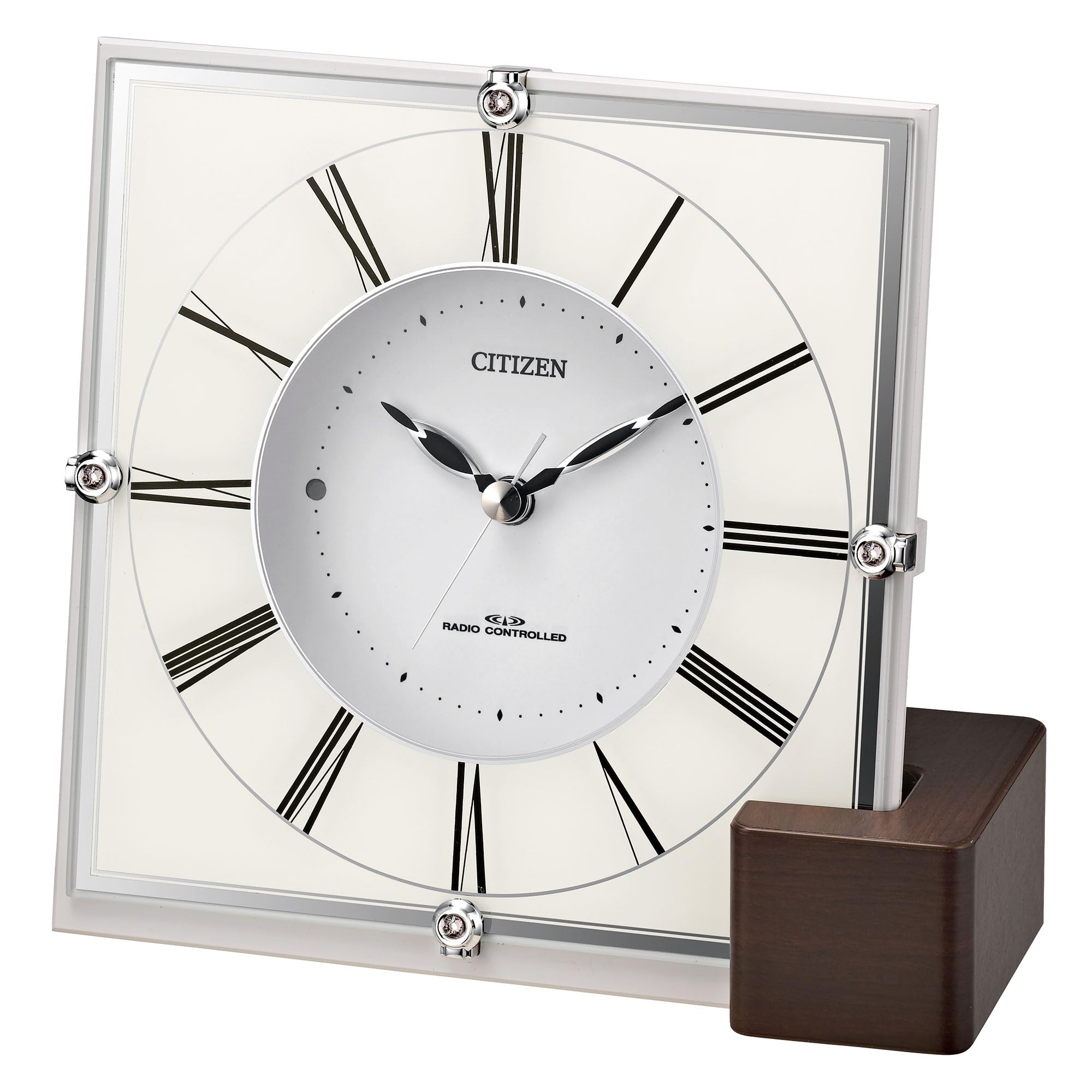 Rhythm Citizen 4RY707-003 Wooden Analog Wall Clock with Radio - White Marriage 707 - Perfect for Bedroom, Living Room & Office Decor