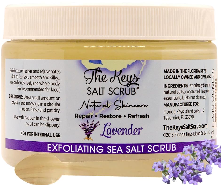 Premium Exfoliating Sea Salt Body Scrub - Lavender Scented Skin Care for Smooth & Soft Skin (12 oz) | Ideal for Spa Day, Gift Sets & At-Home Self Care Routine